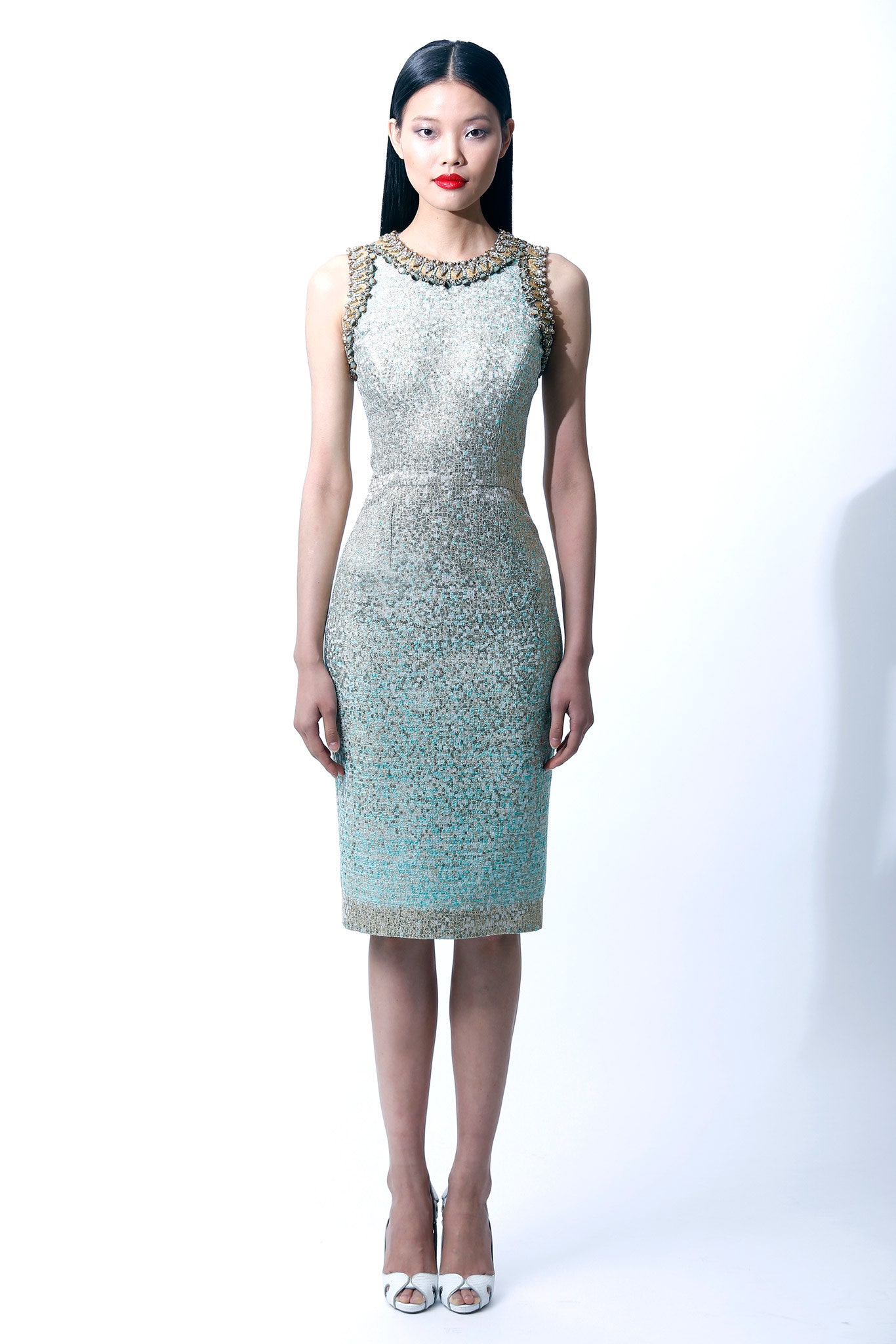 silver sequin fitted dress