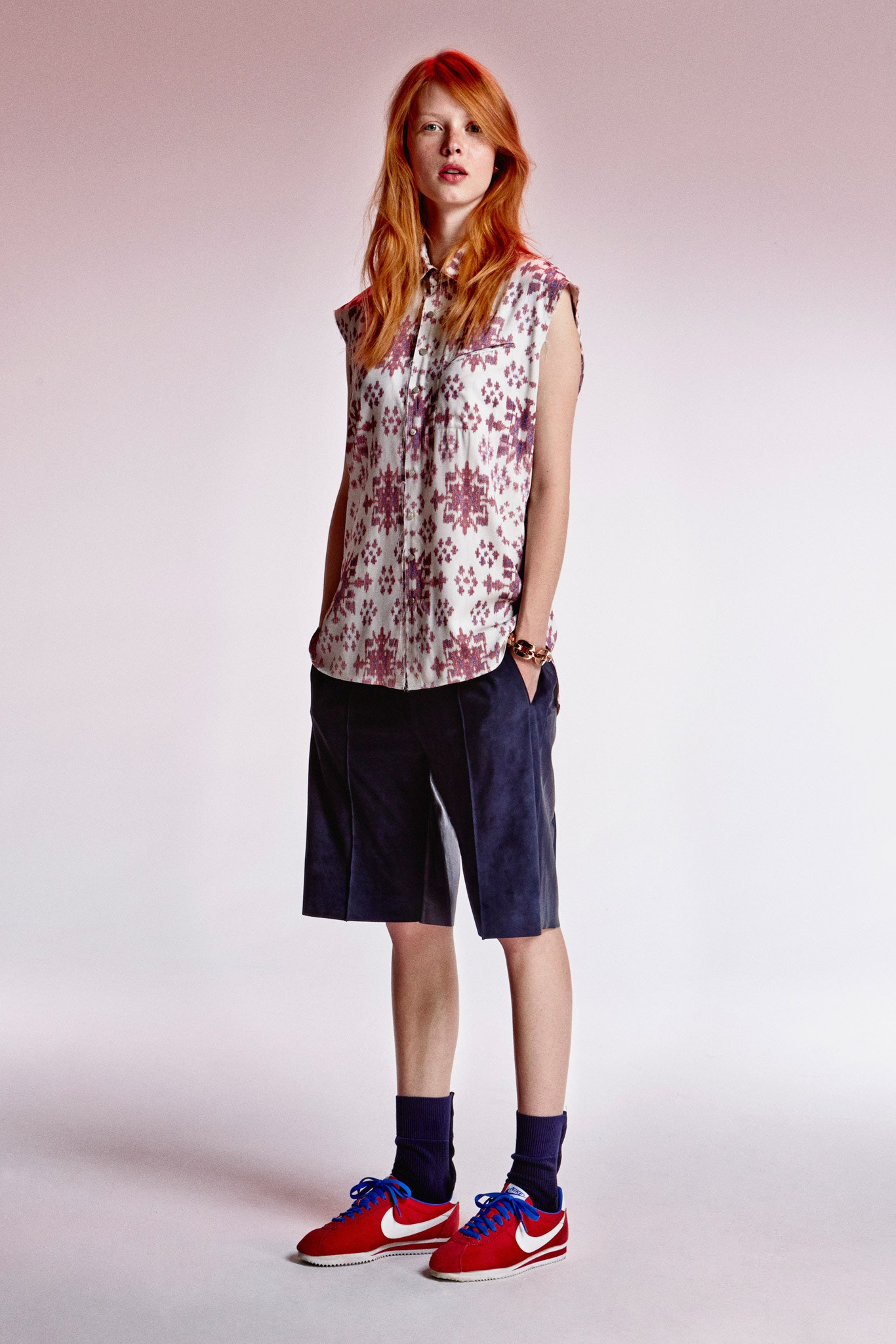 floral sleeveless shirt with shorts