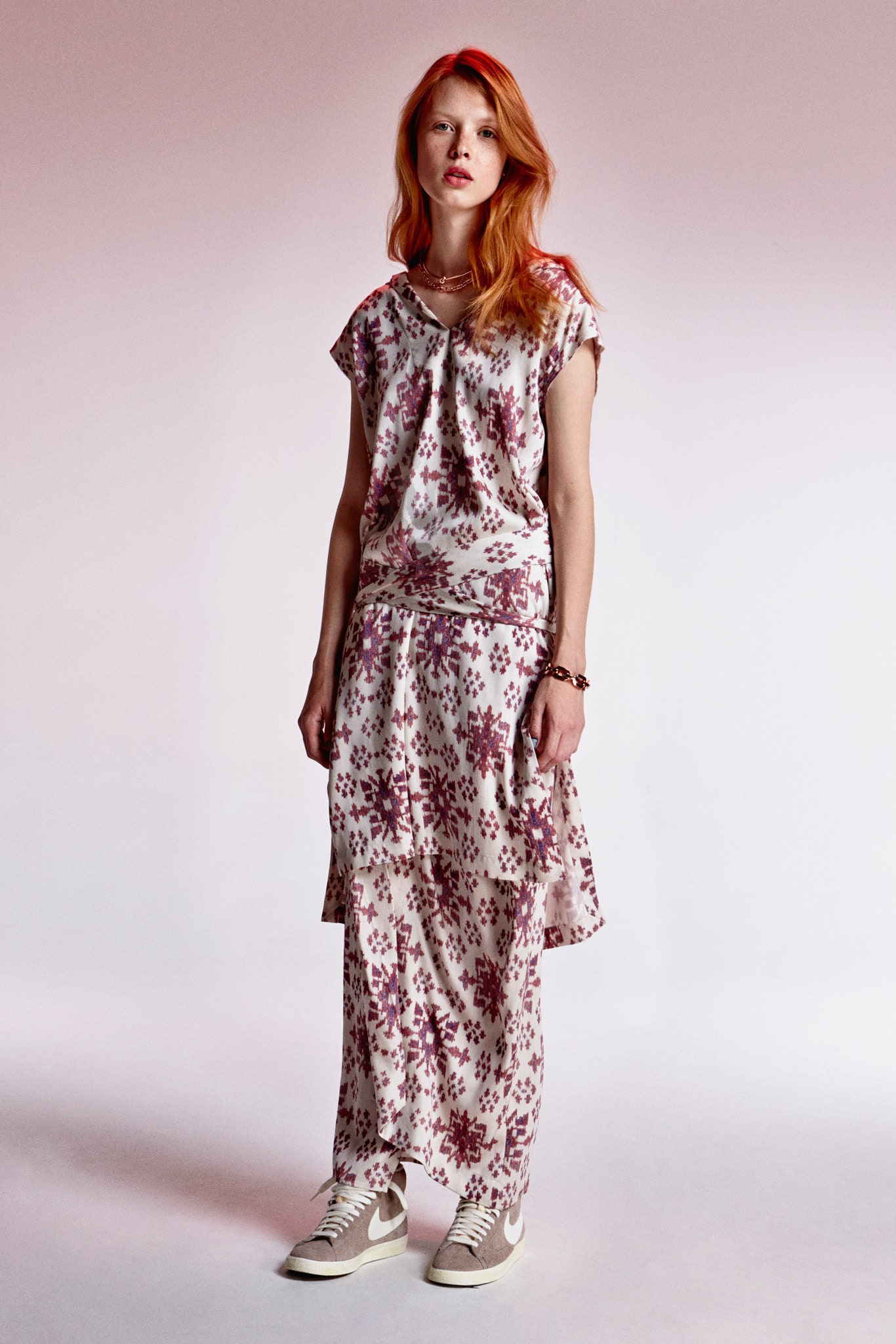 floral top and maxi skirt