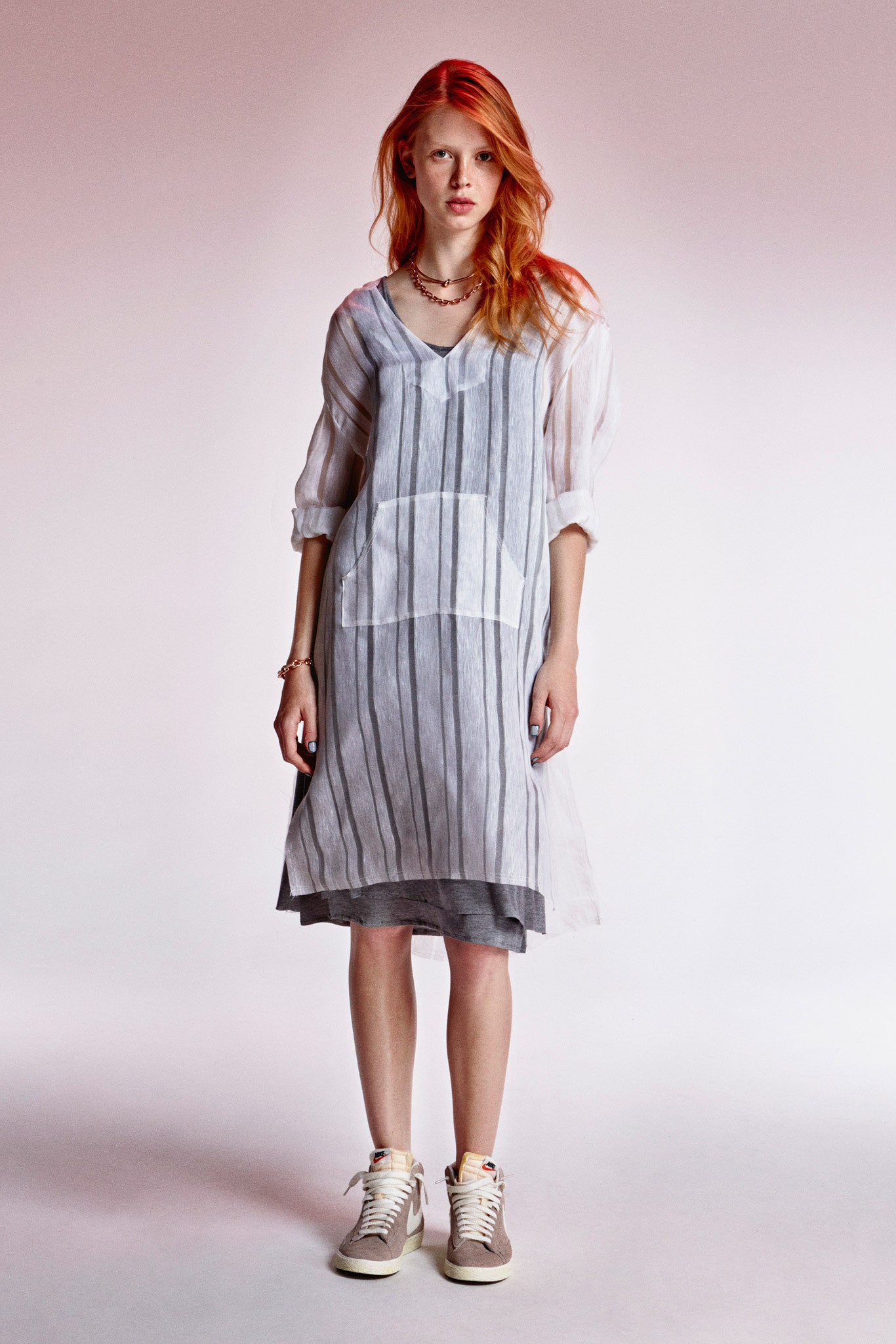 relaxed striped midi dress