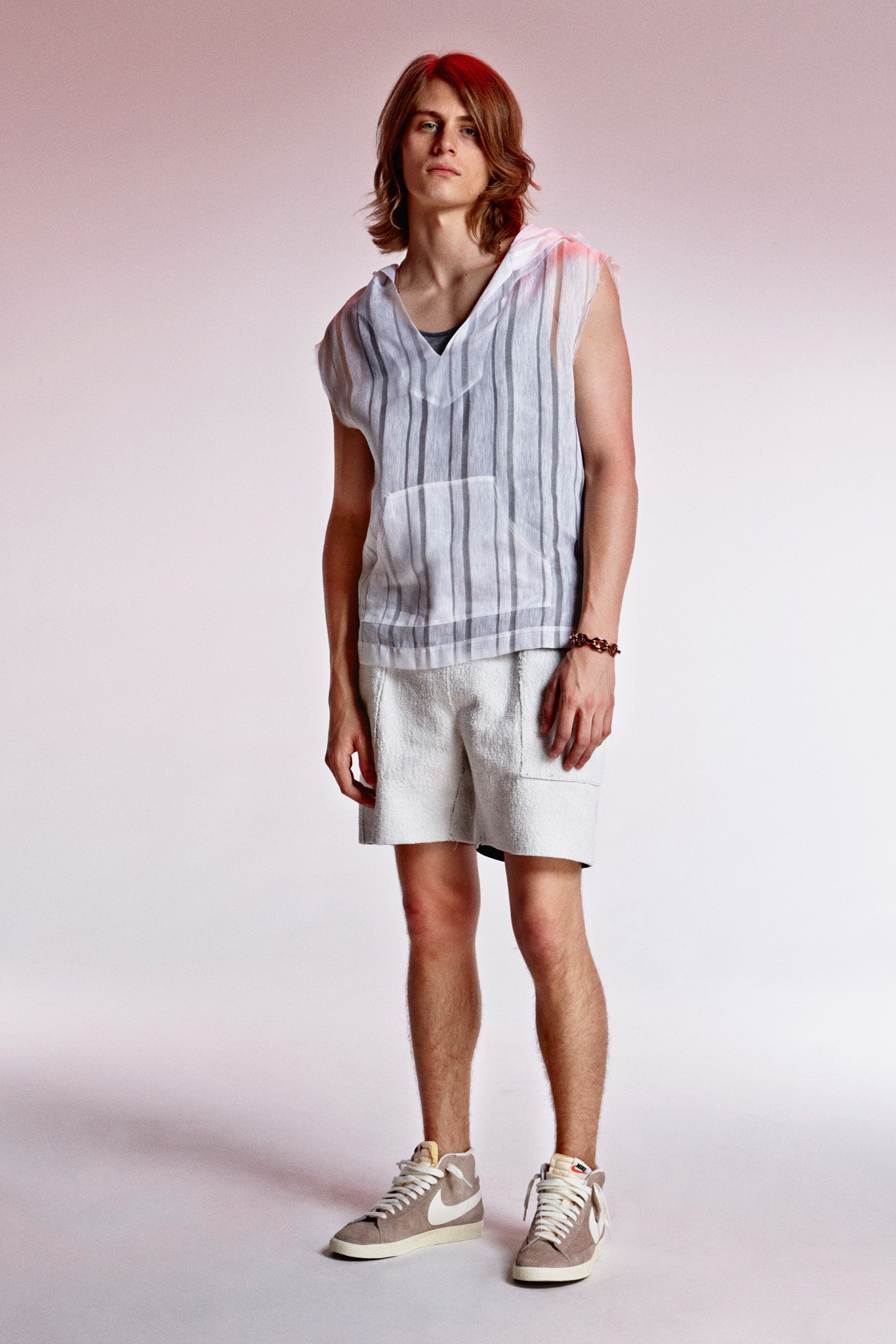 relaxed white striped top and shorts