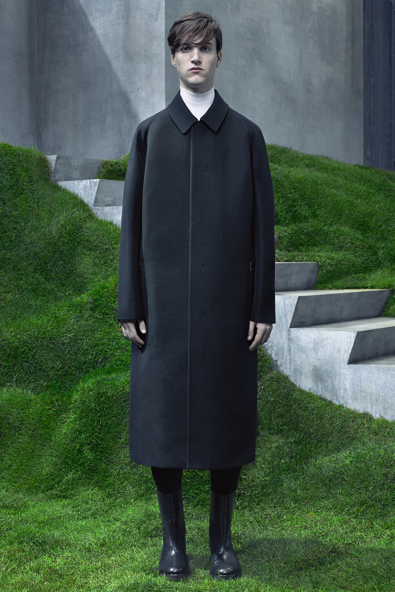 black wool coat with turtleneck