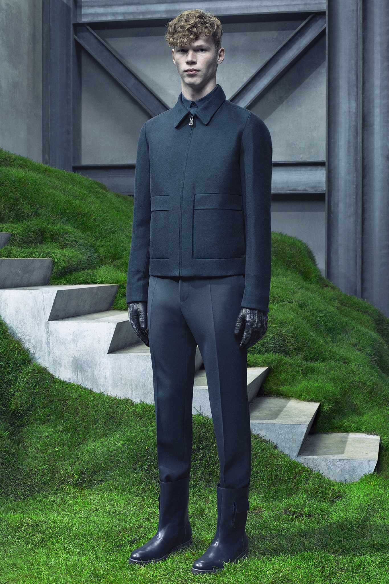 gray wool fitted jacket and pants