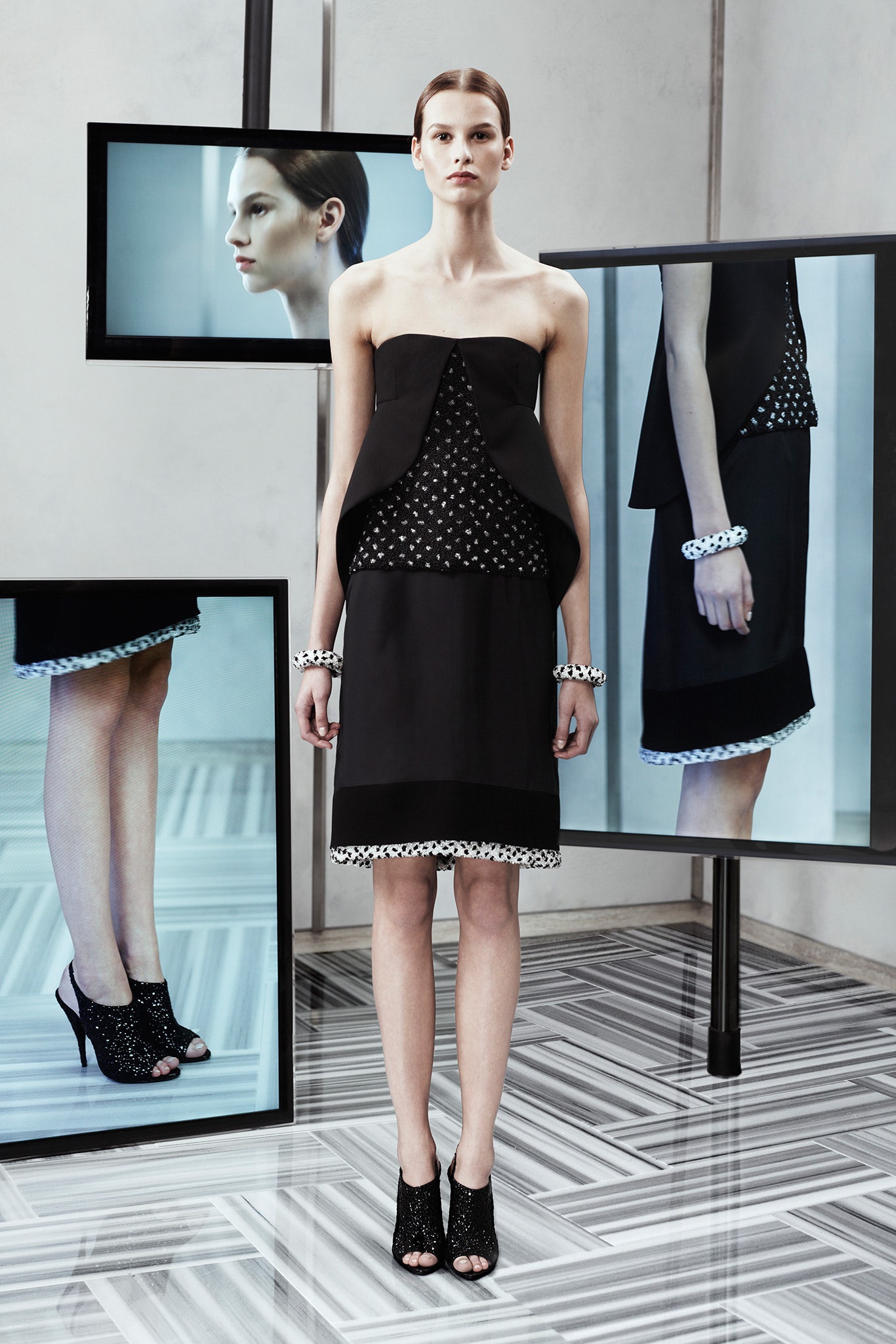 black strapless mini dress