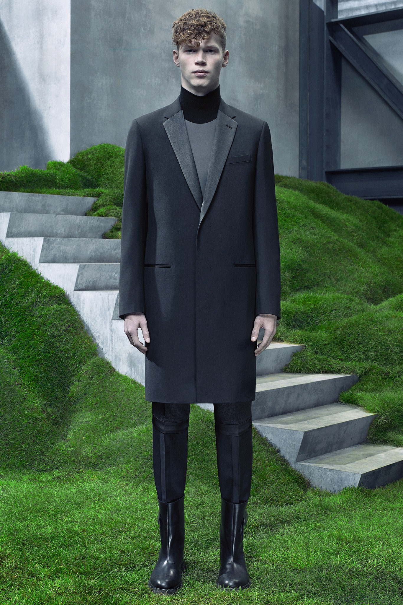 black wool coat and pants