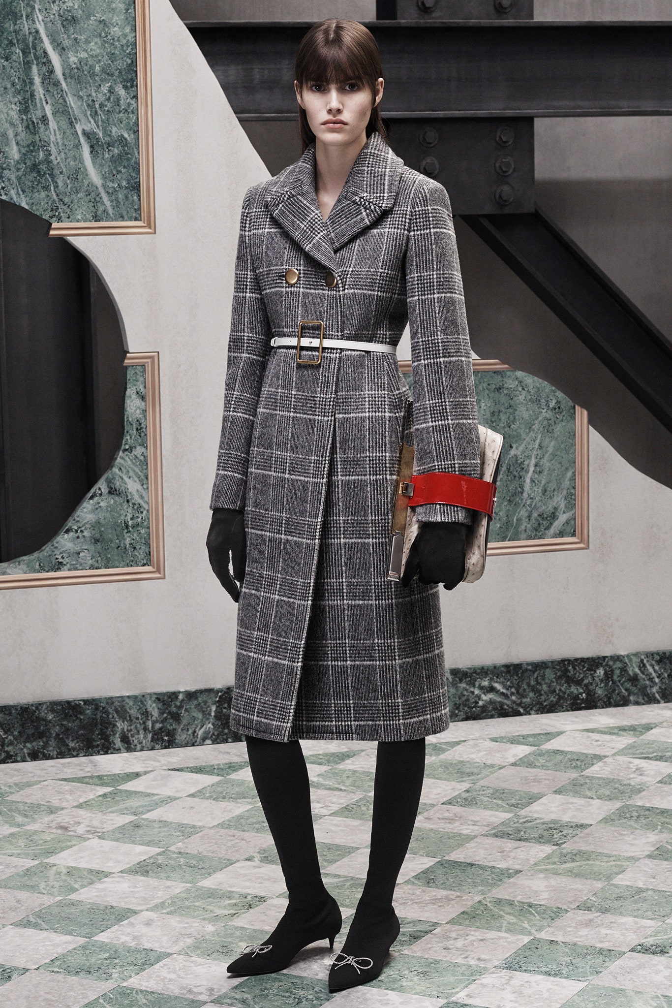 gray plaid fitted coat