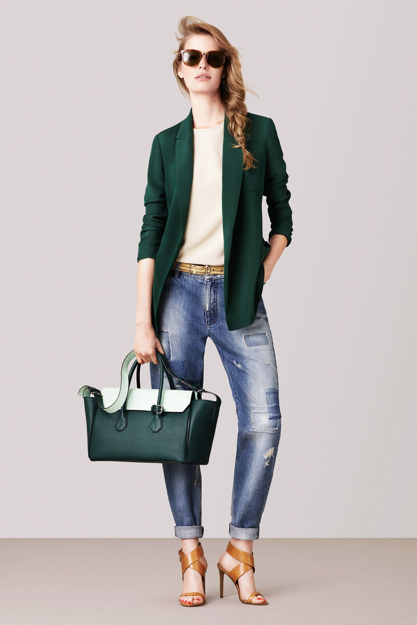 blue relaxed distressed jeans
