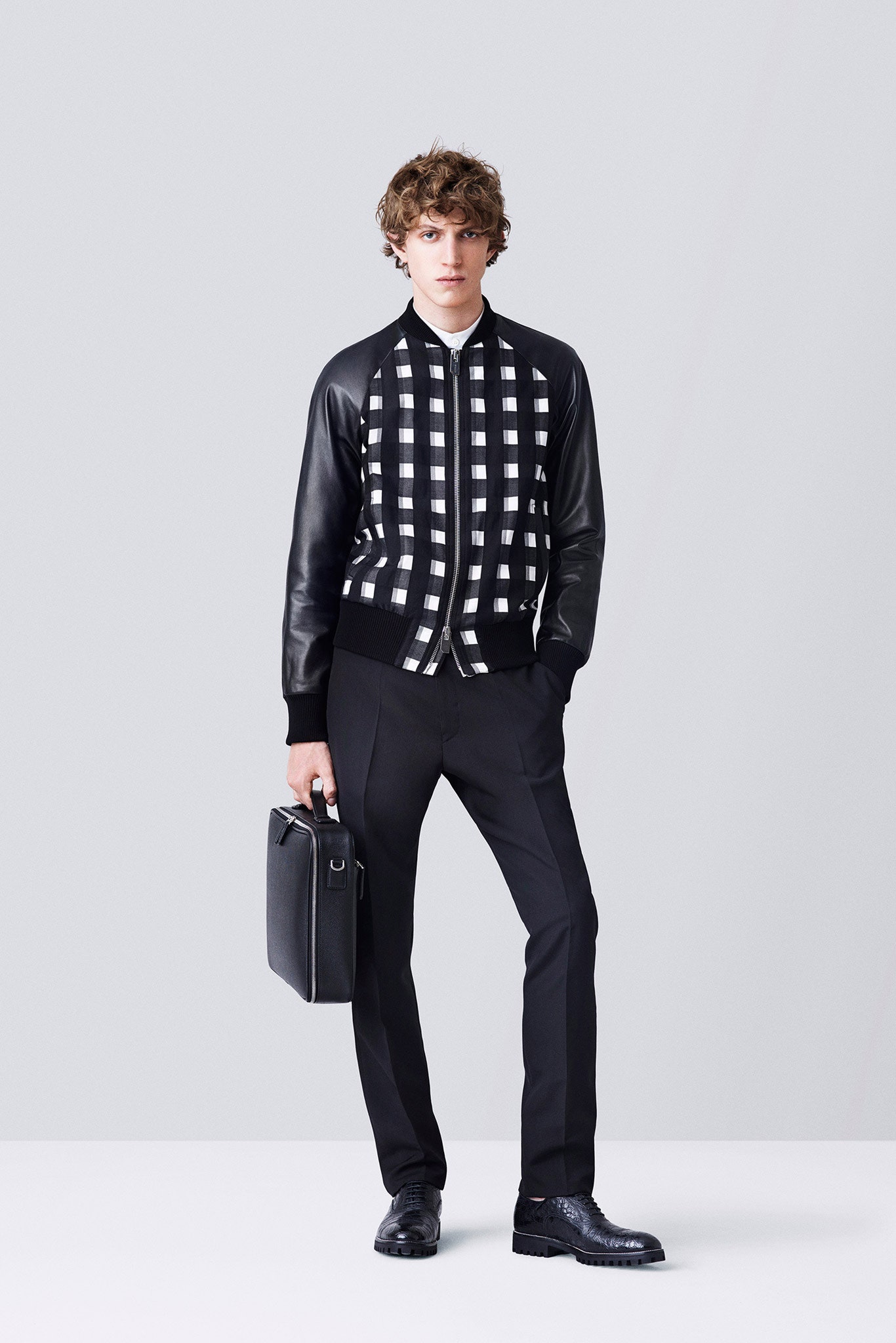 black and white checked jacket