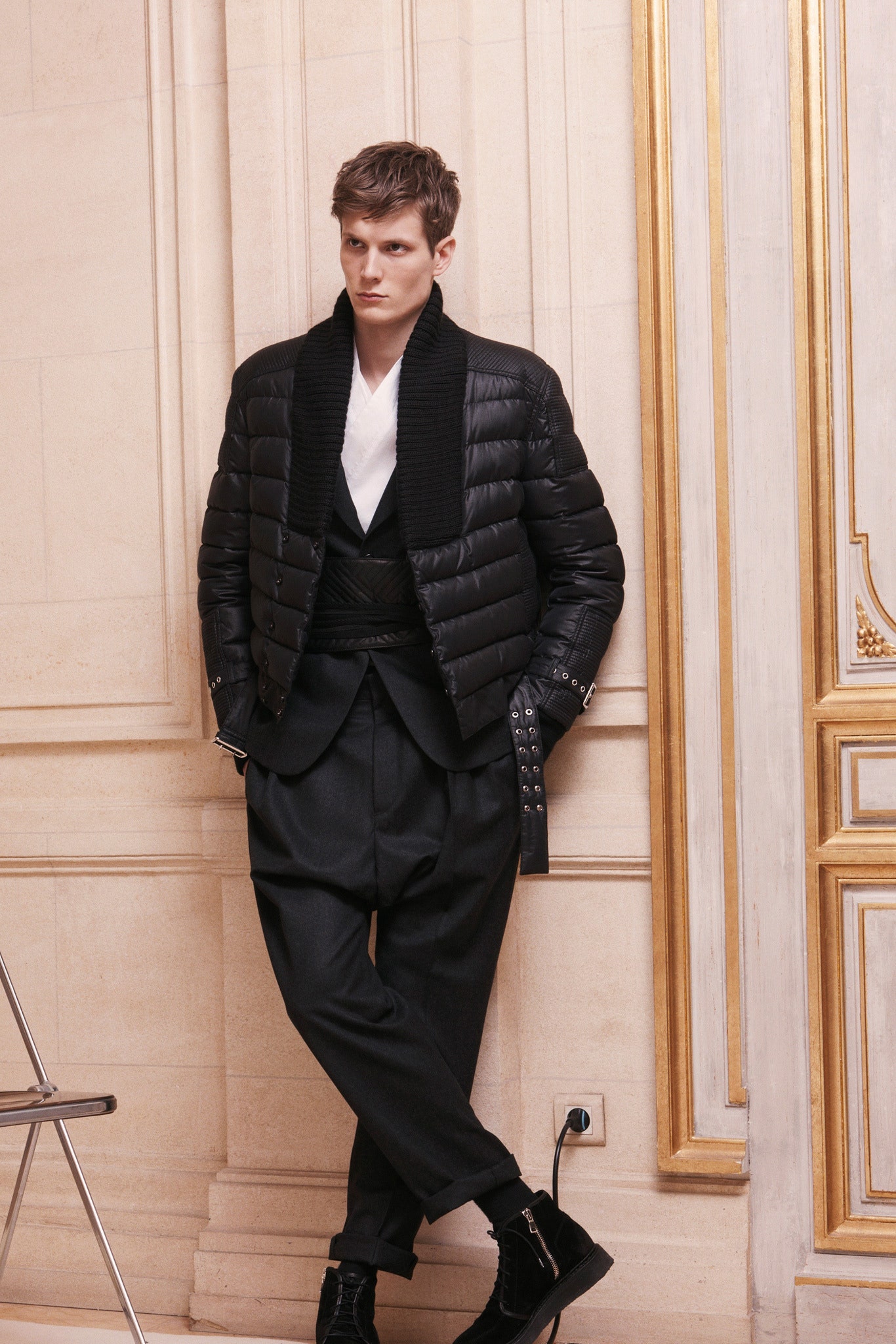 black fitted jacket and tailored blazer