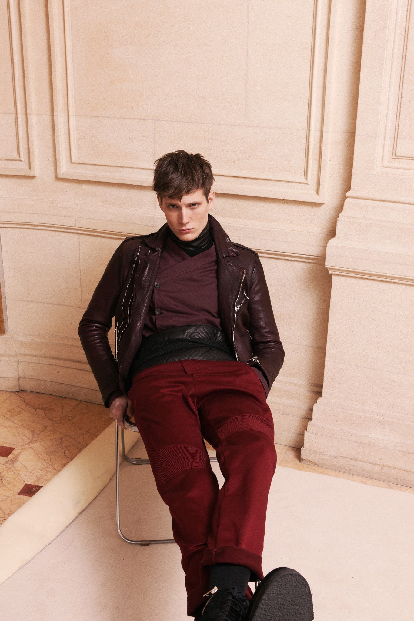 brown leather fitted jacket