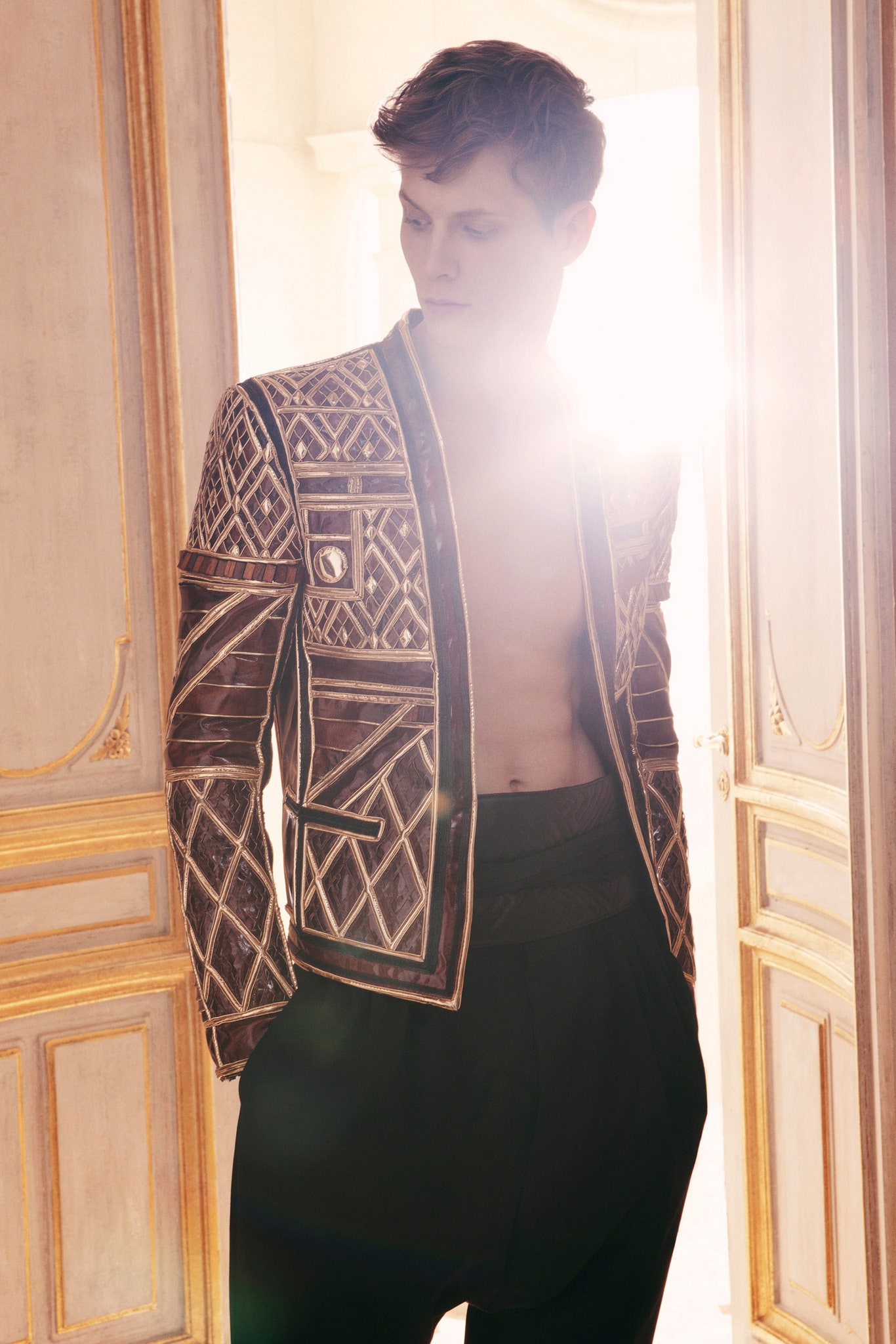 black gold embroidered blazer