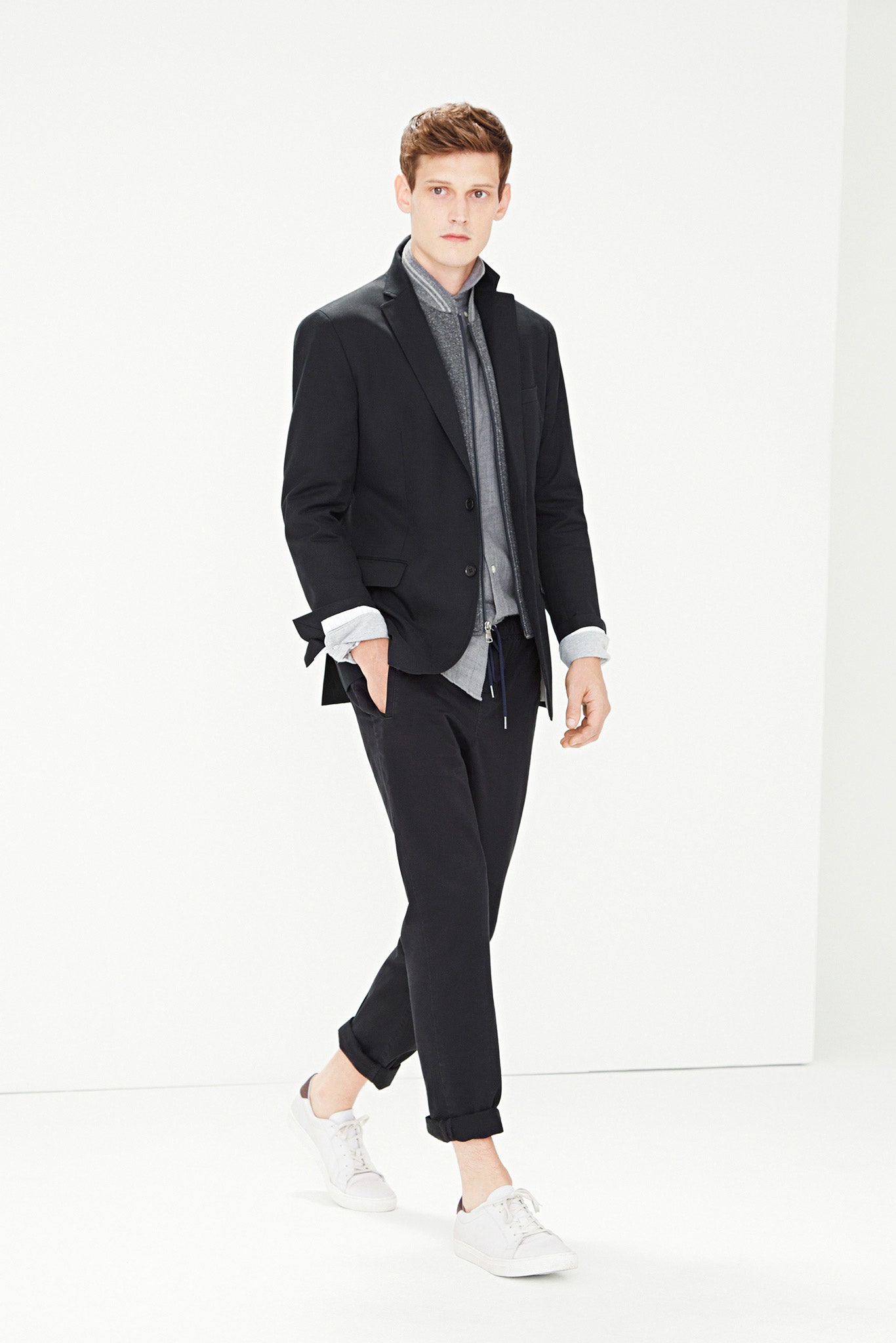 black tailored blazer with relaxed shirt