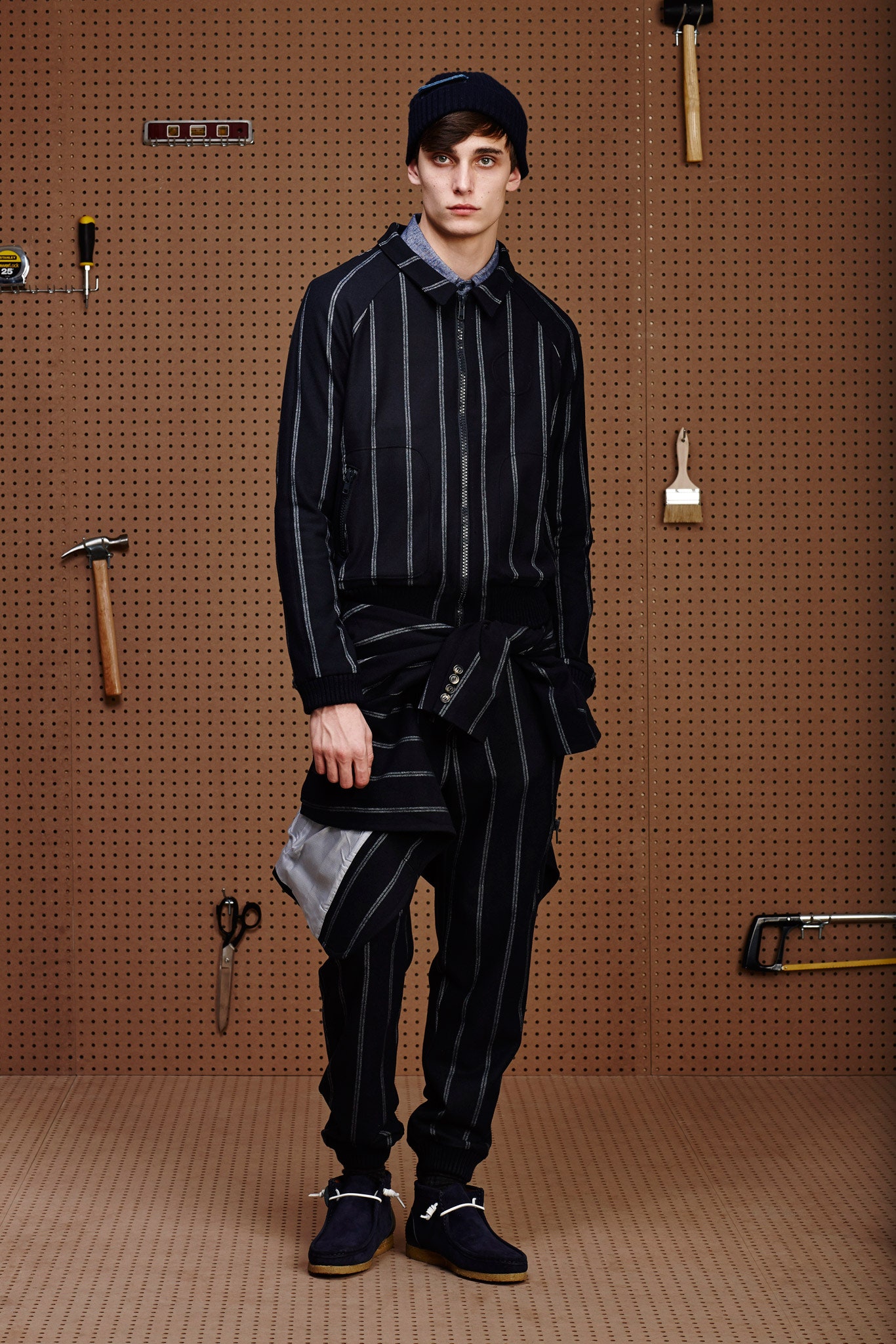 black fitted jacket and pants