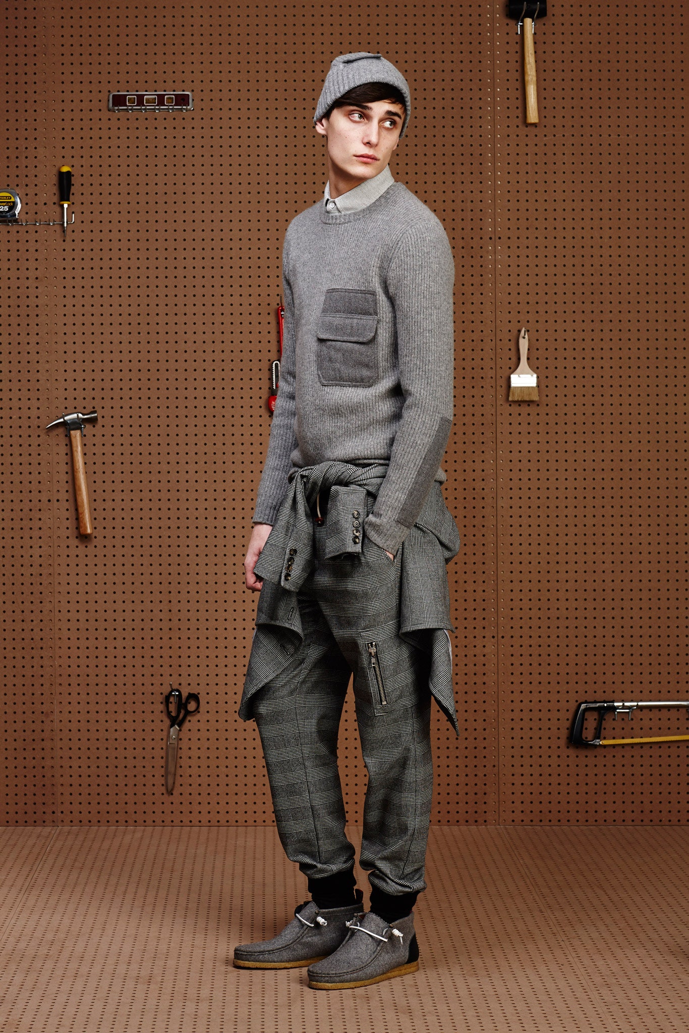 gray wool sweater with pockets