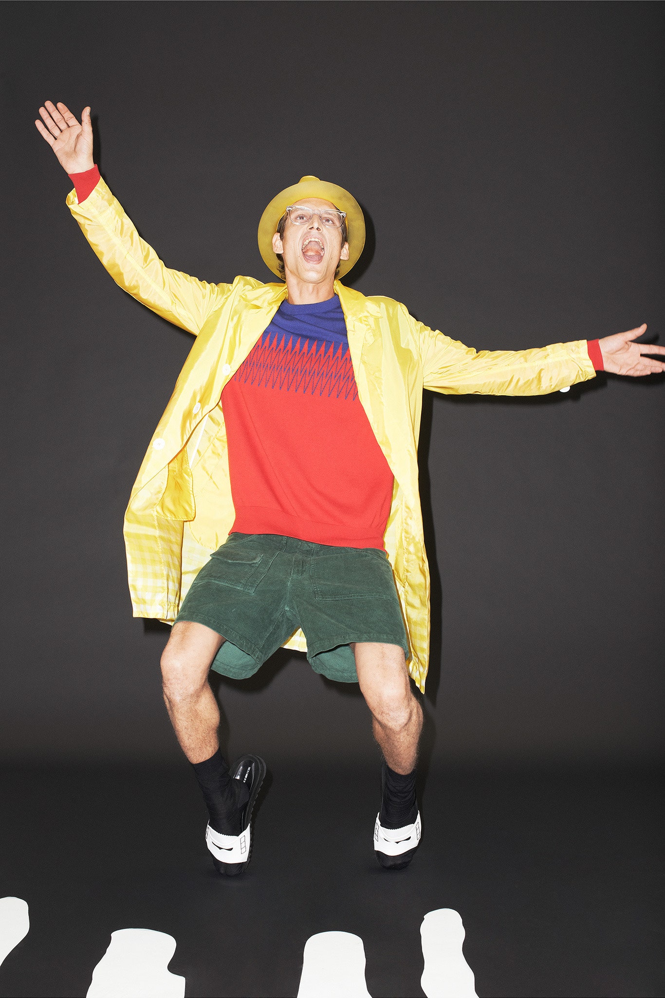 yellow satin coat with red top