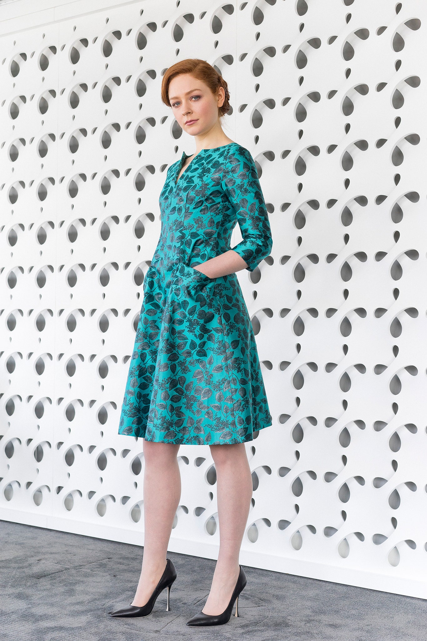 teal cotton collared dress