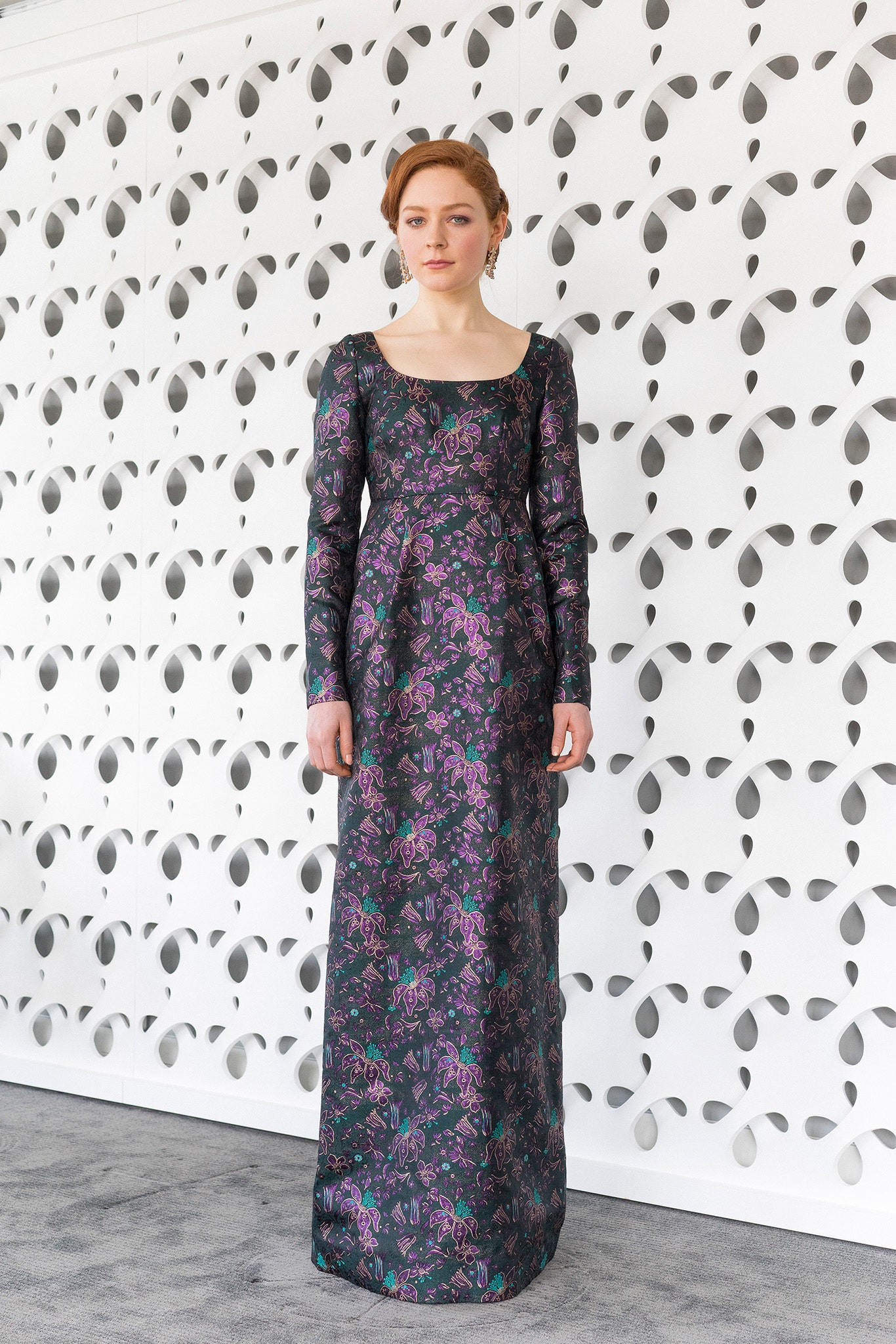 black floral silk gown