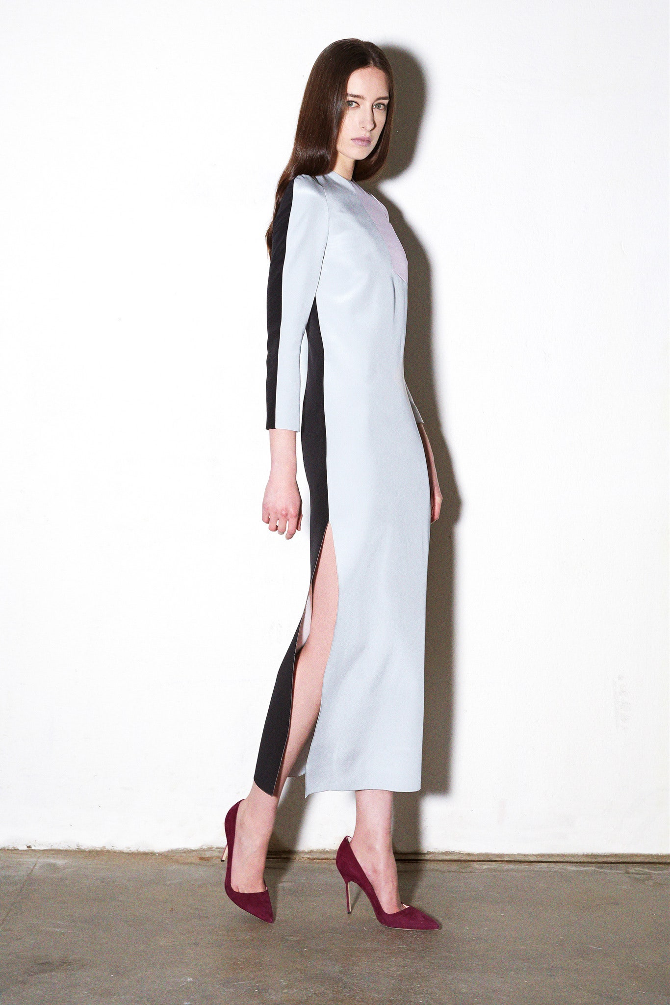 light blue and black color-blocked dress
