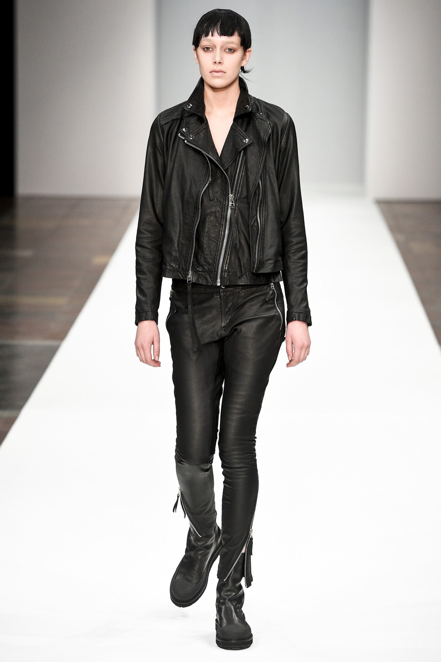 black leather jacket and pants