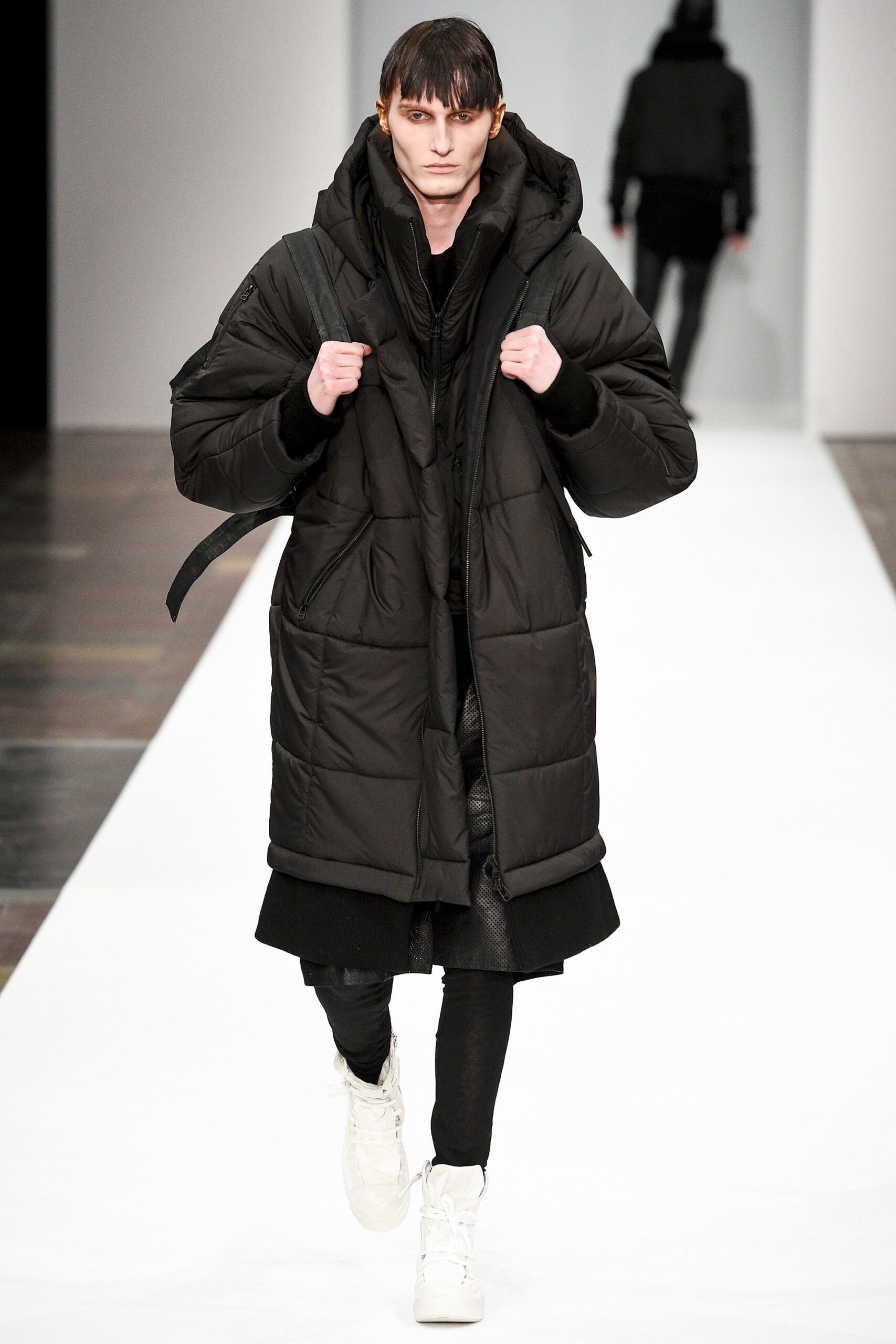 black coat with slim pants