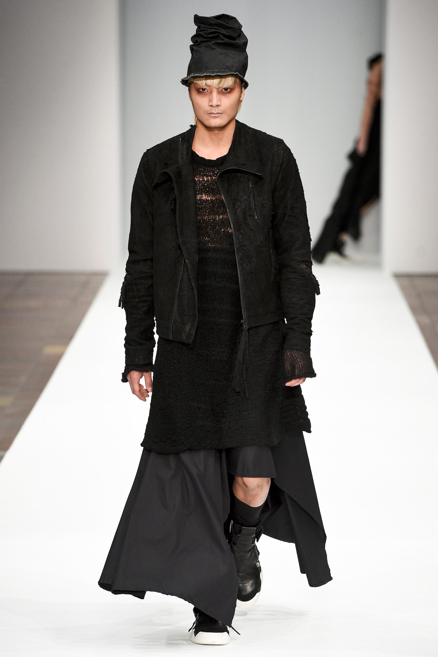 black leather jacket and dress