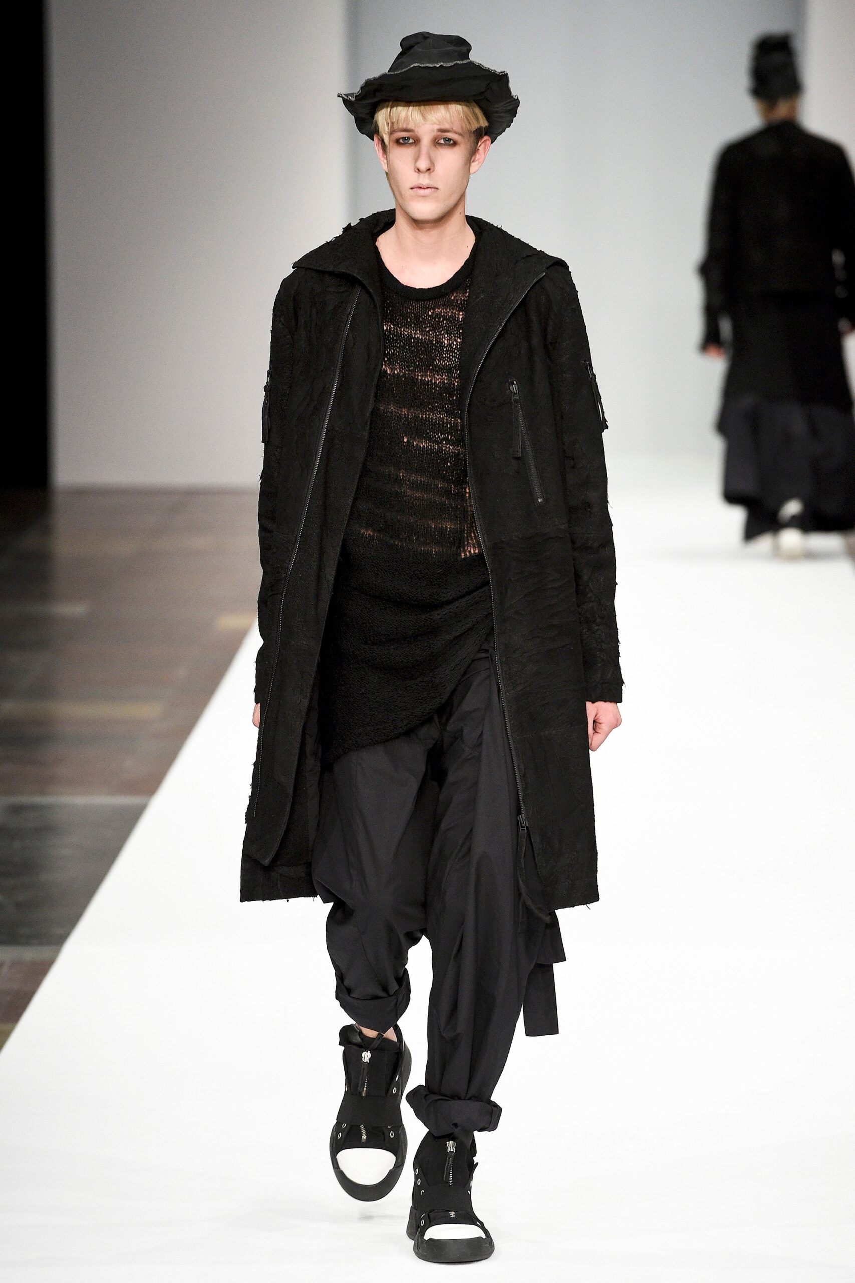 black relaxed coat with cargo pants