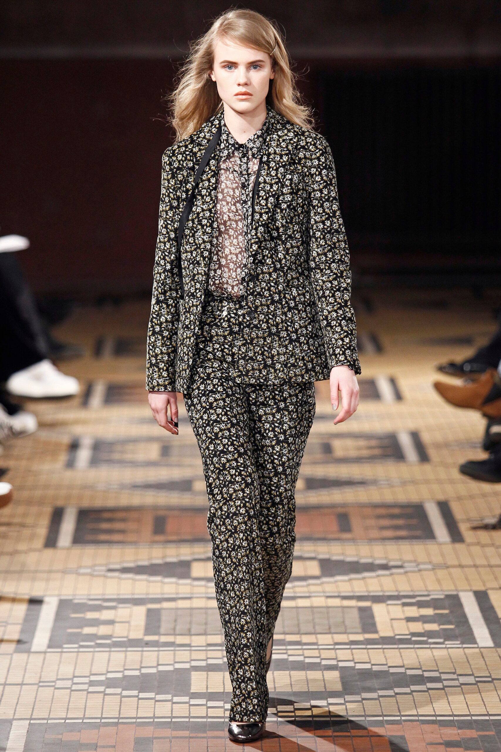 tailored black floral suit