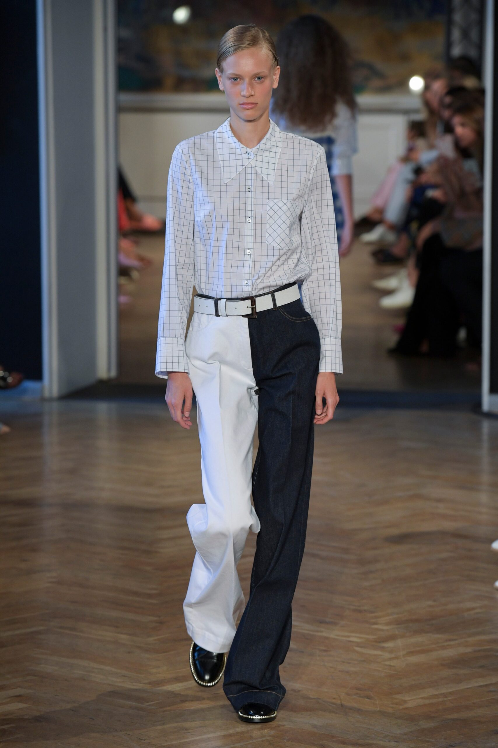 checked shirt with relaxed pants