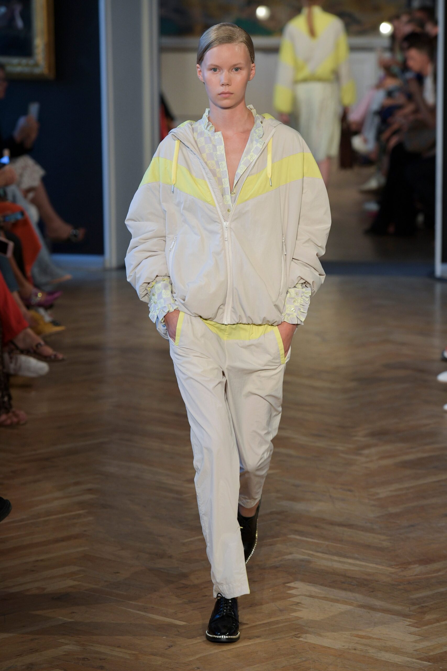 gray relaxed jacket and pants