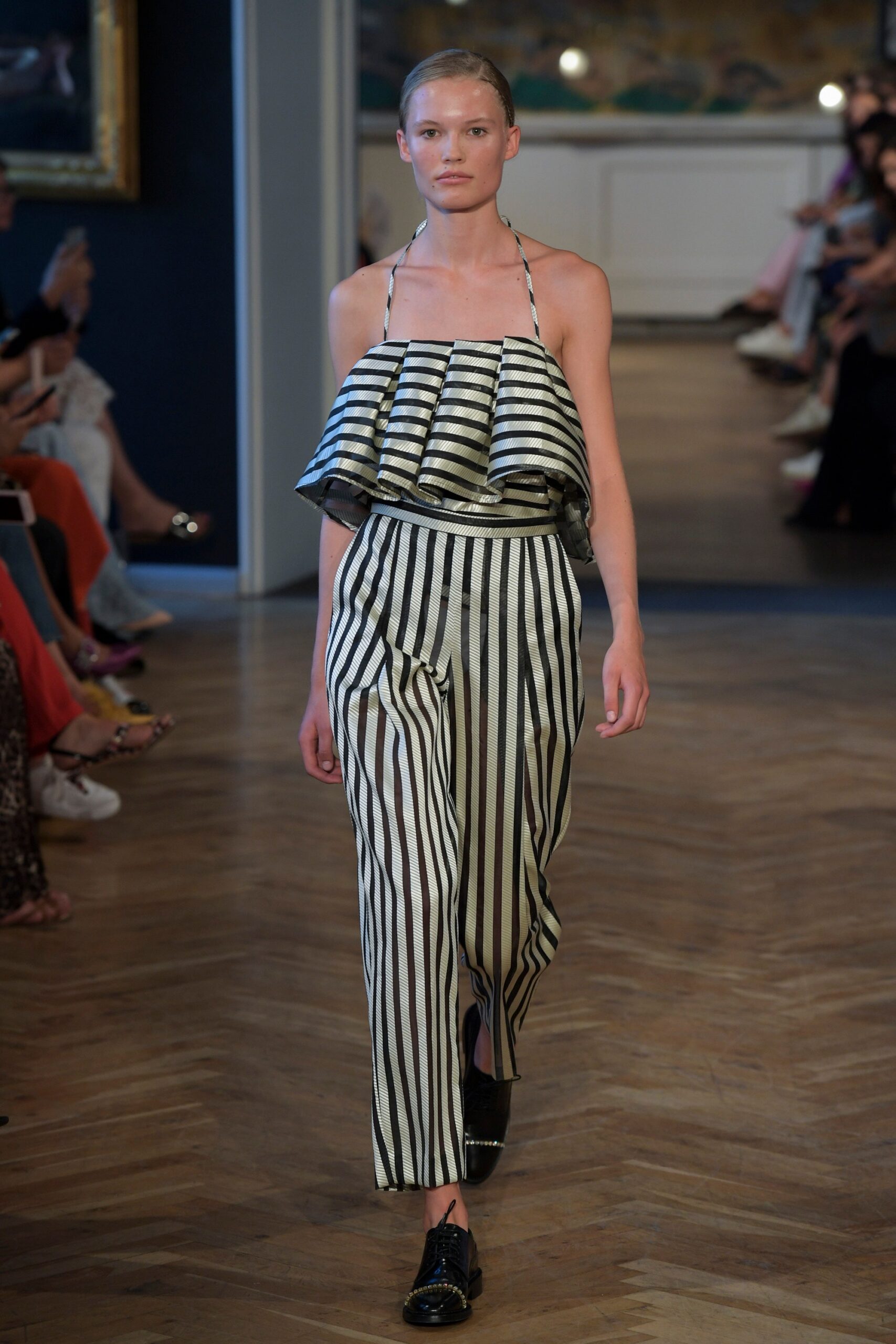 black and white striped jumpsuit