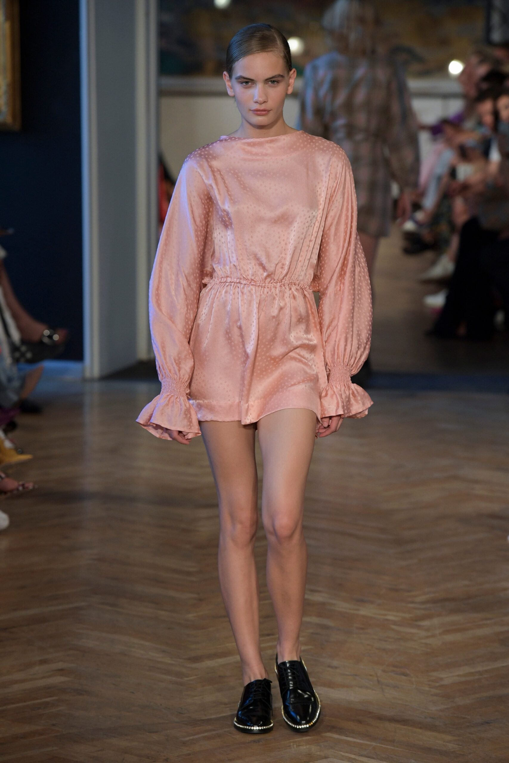 pink silk fitted romper