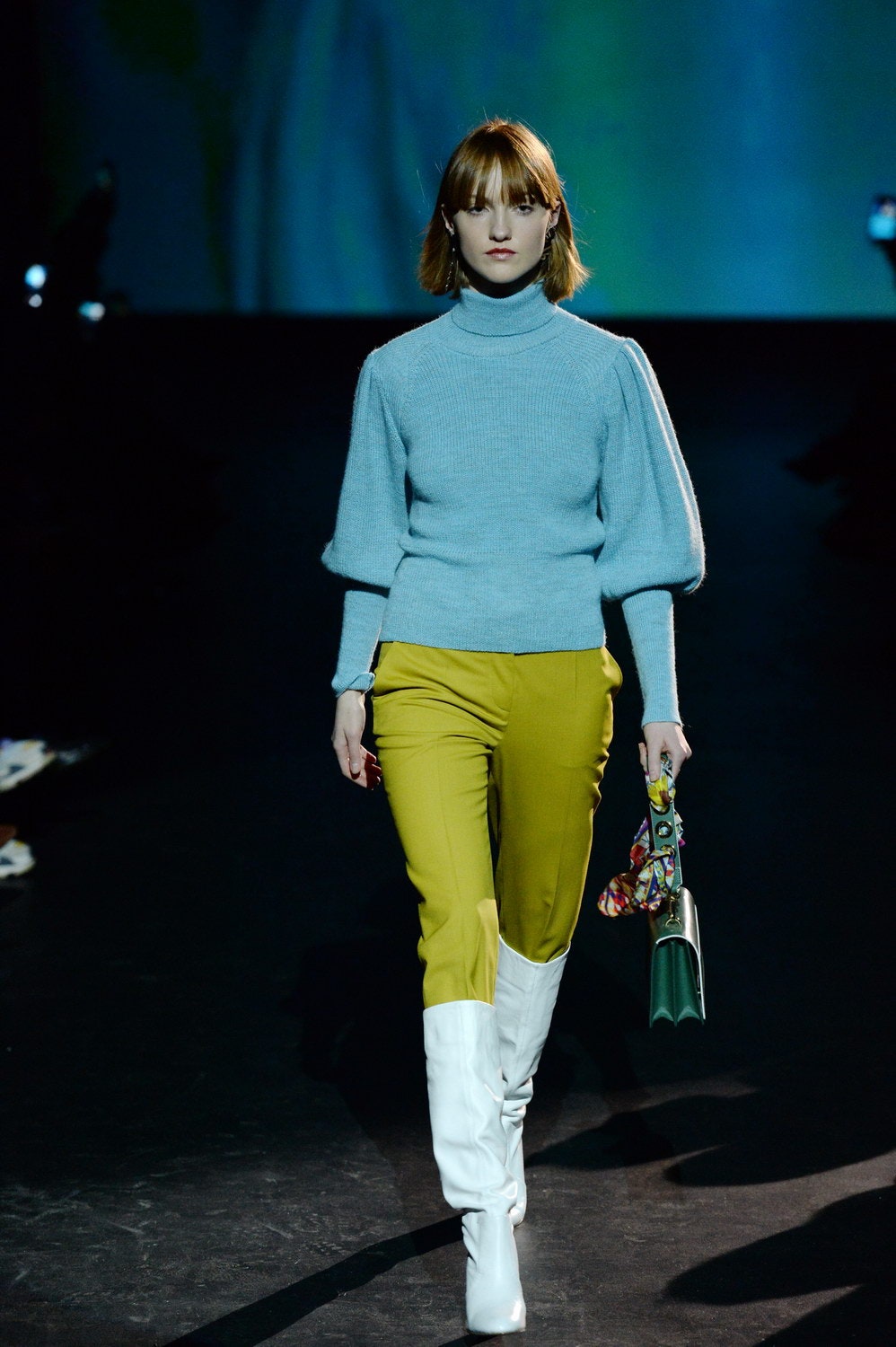 yellow tailored straight-leg pants