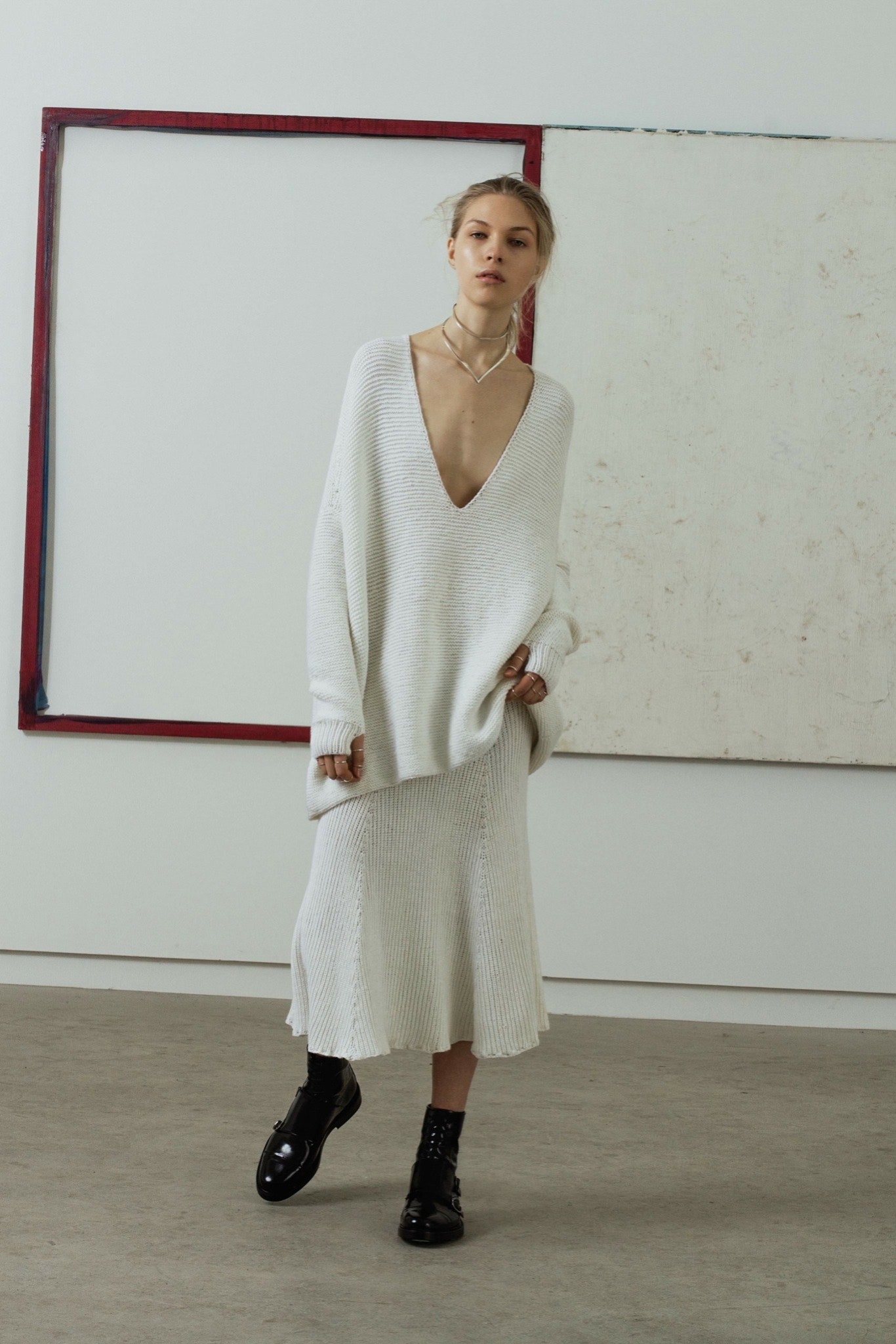 ivory oversized knit sweater