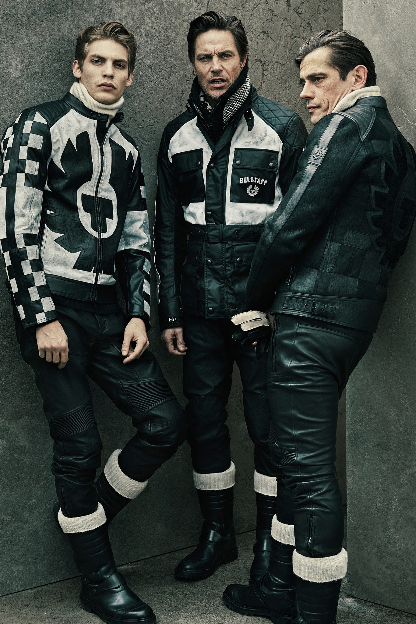 black white leather moto jacket