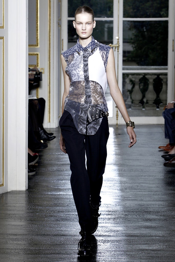 fitted layered shirt and tailored pants
