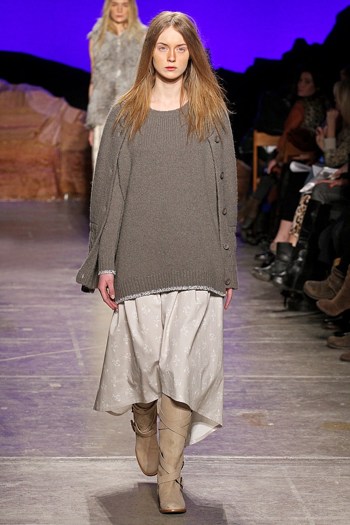 gray wool sweater with white dress