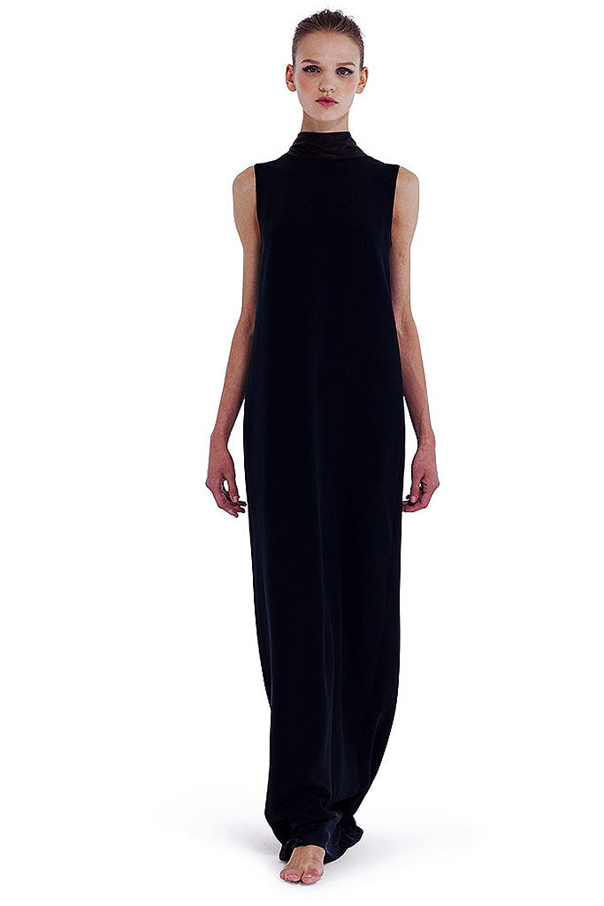 black velvet sleeveless gown