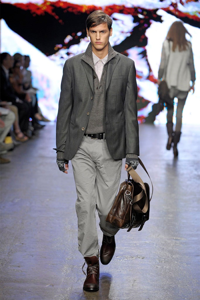 gray tailored blazer with sweater