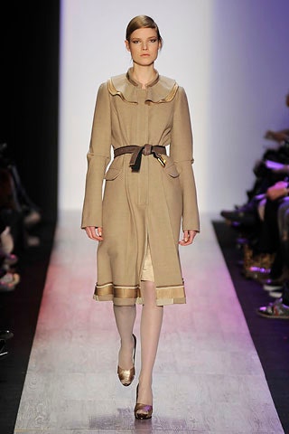 beige wool coat with ivory dress