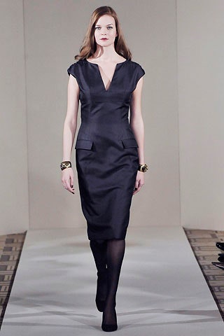 fitted black silk dress