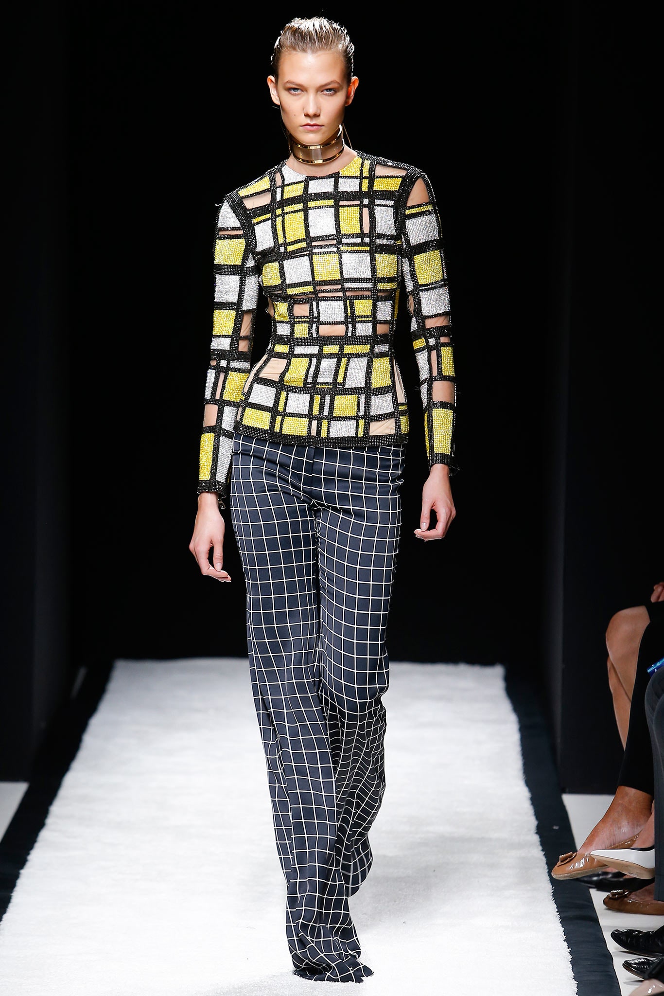 fitted checked top and pants