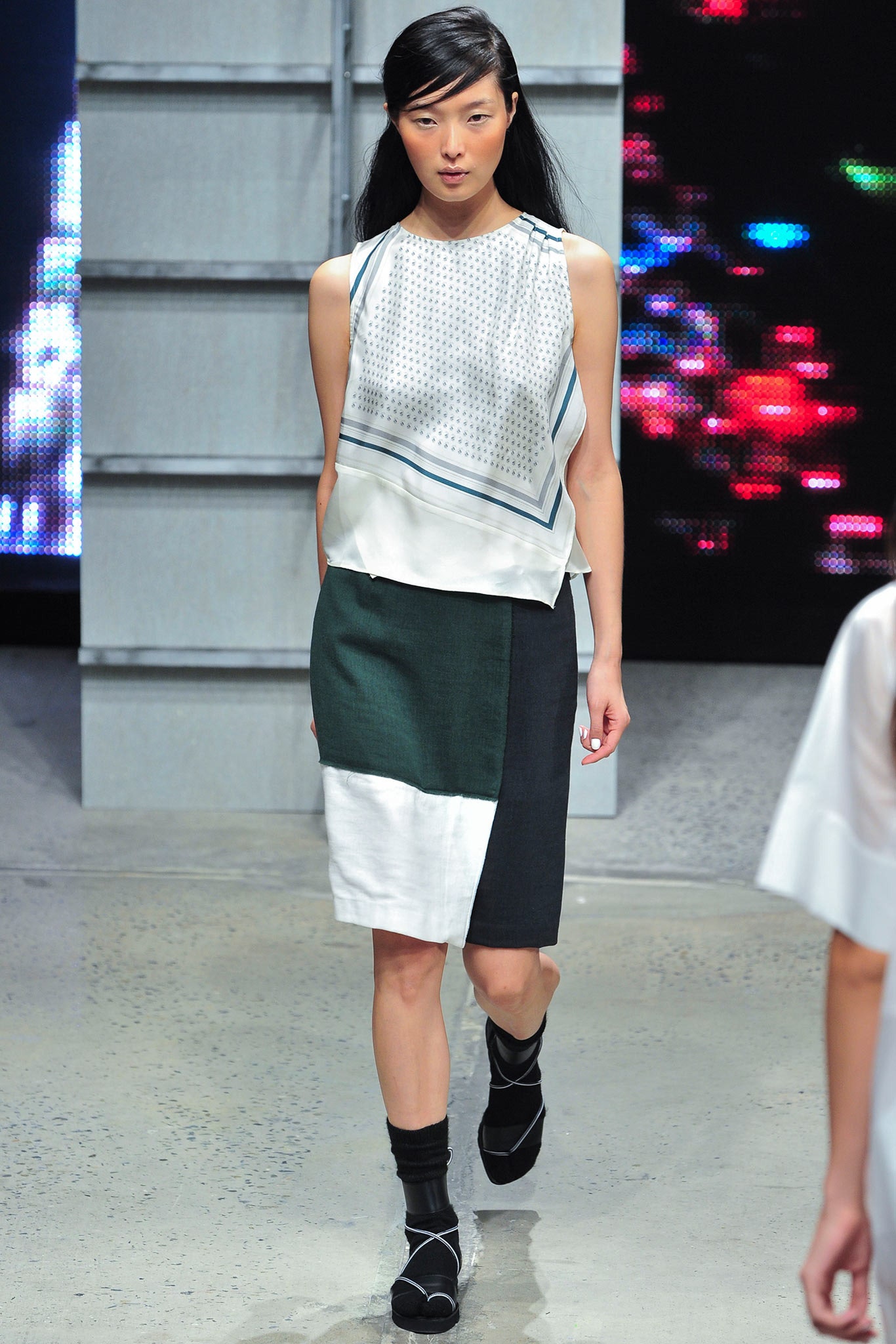 color-blocked midi dress