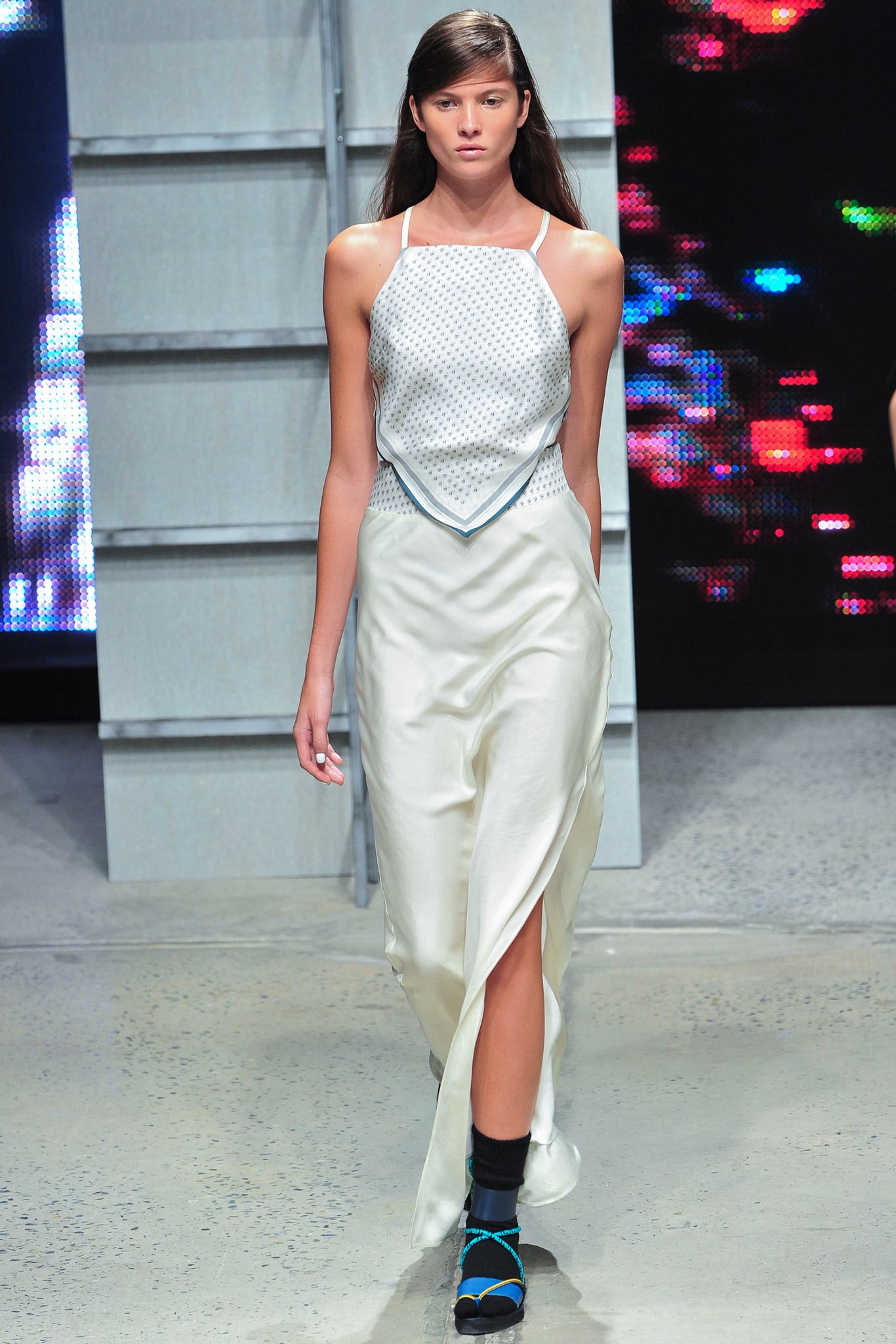 white silk fitted dress and top