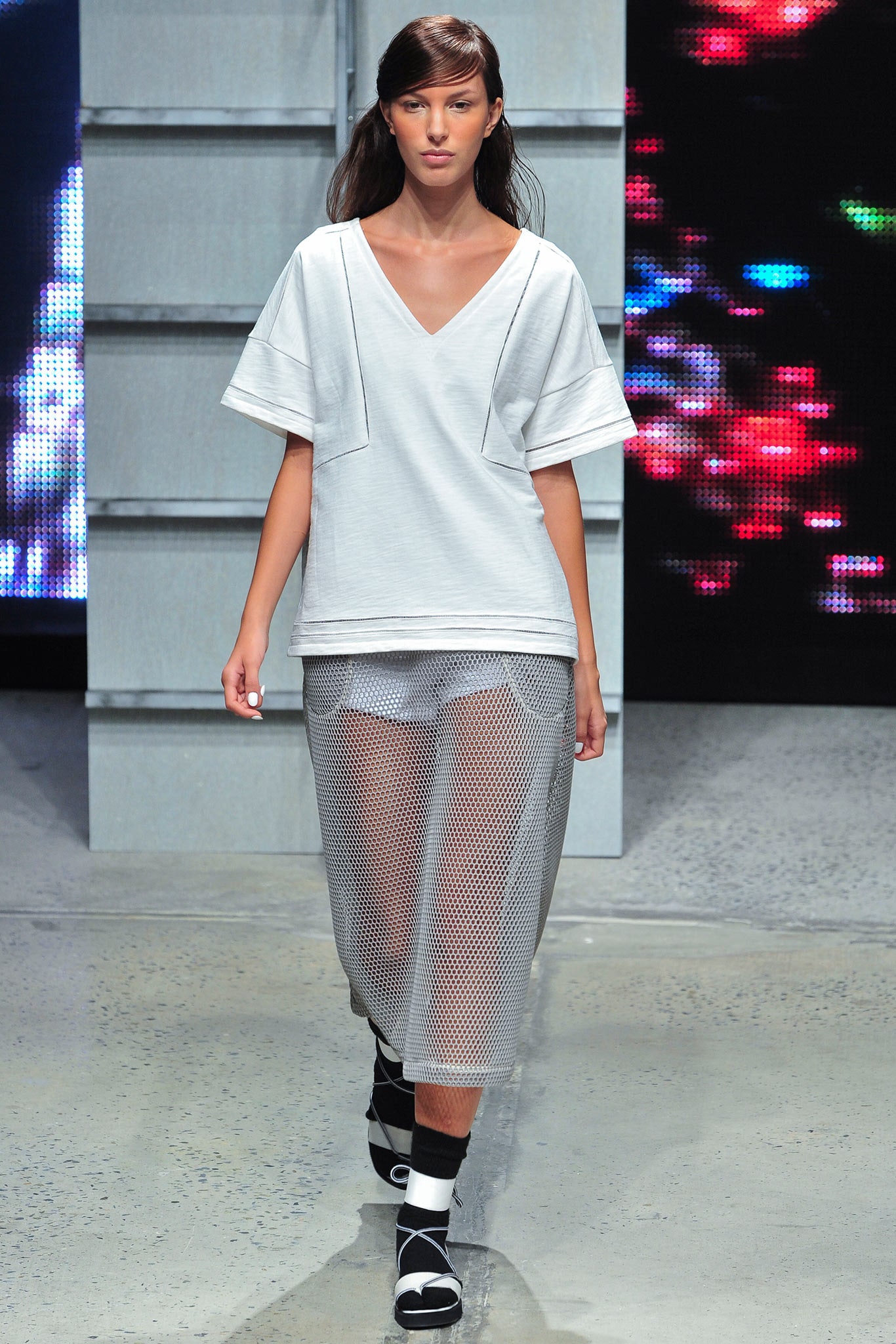 gray mesh fitted layered sheer skirt
