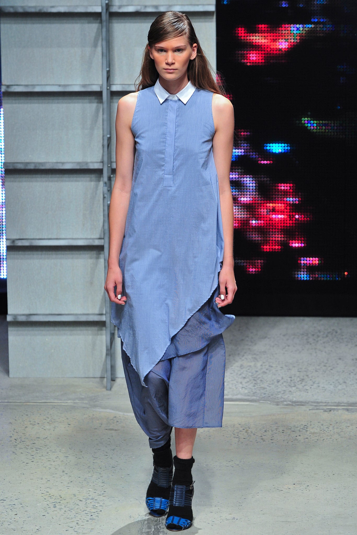 blue cotton sleeveless dress