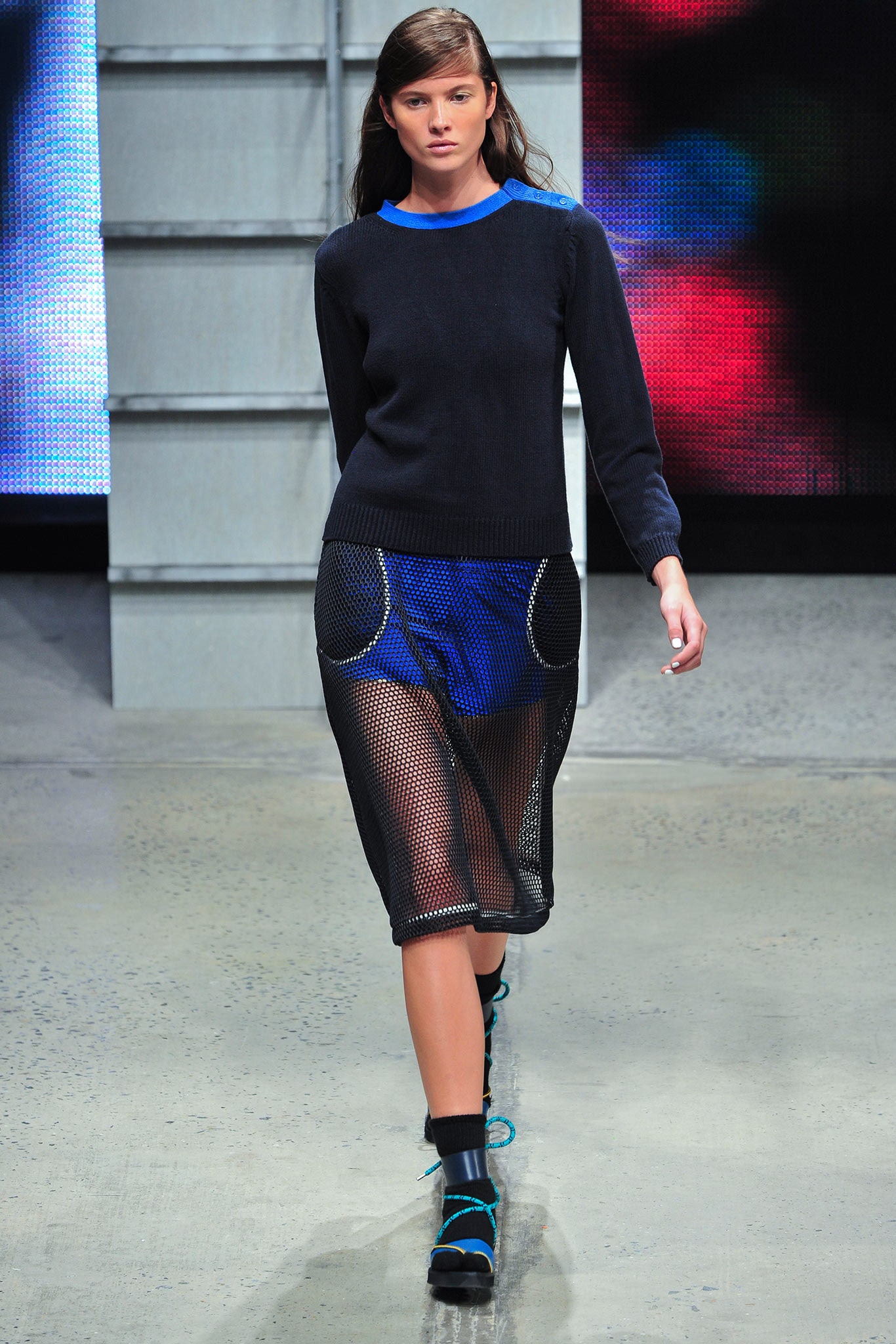 black fitted top with mesh skirt