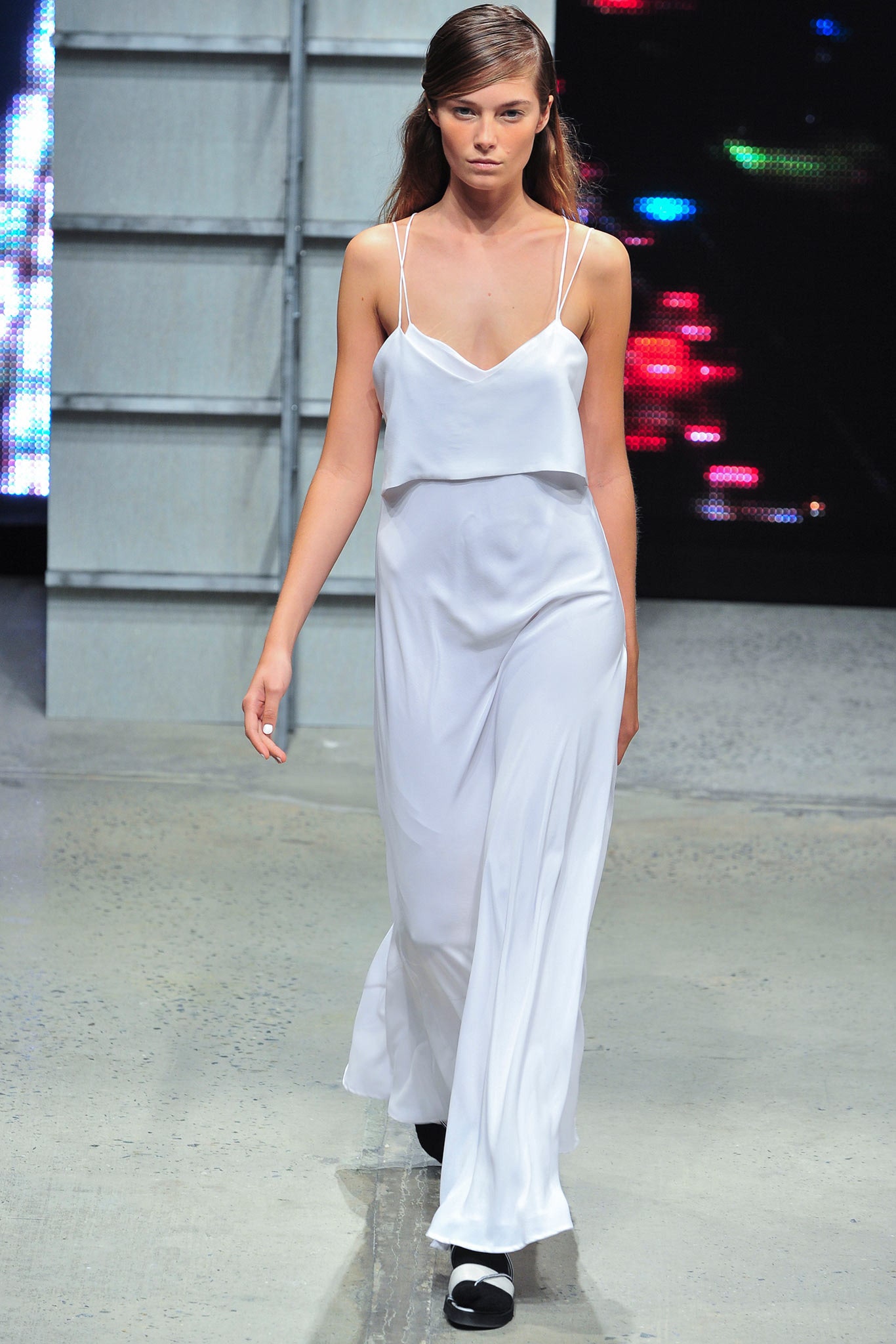 white silk sleeveless dress