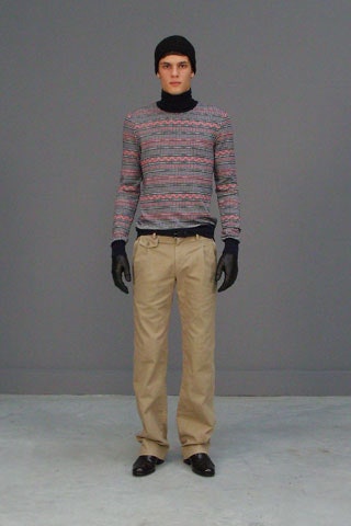 striped fitted sweater with relaxed pants