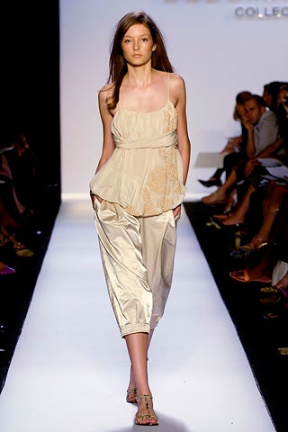 beige silk top and pants