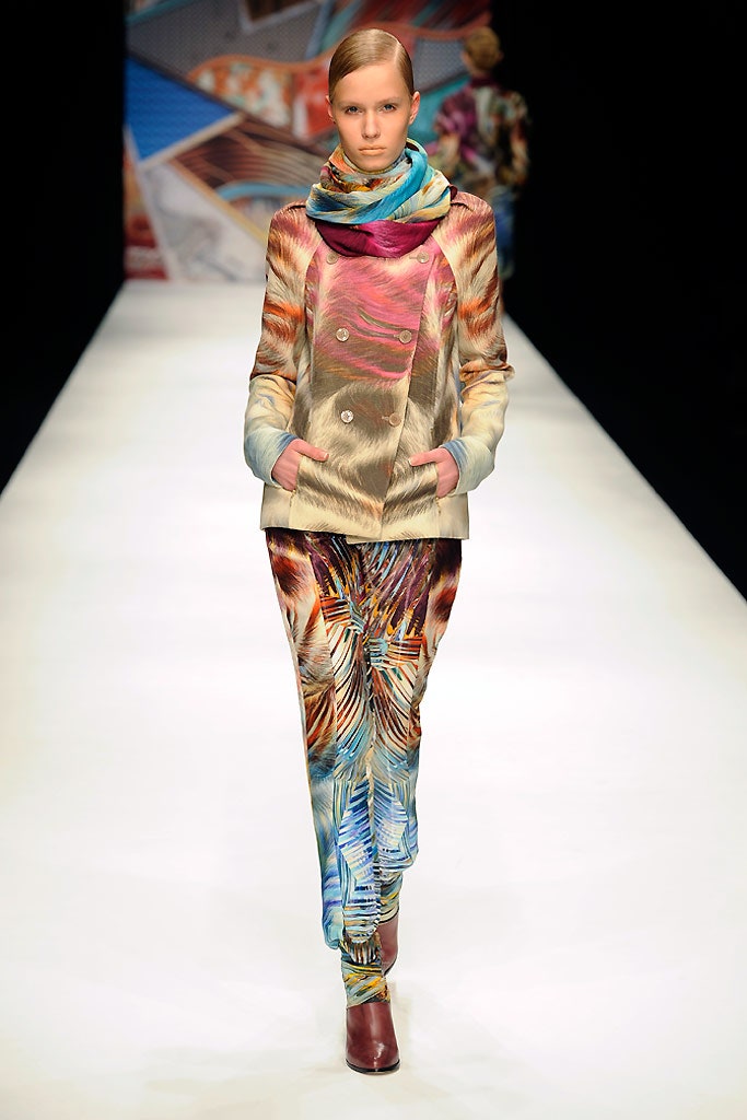 multi cotton fitted straight-leg pants
